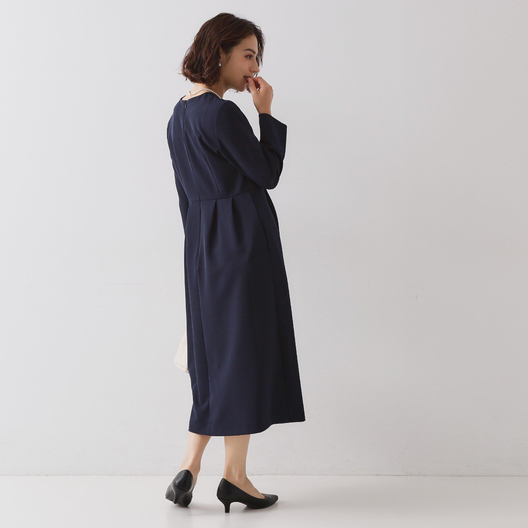 OPAQUE.CLIP「≪通勤・セレモニー対応≫フィットアンドフレアワンピースダブルクロス【洗濯機OK】」|ワンピース|