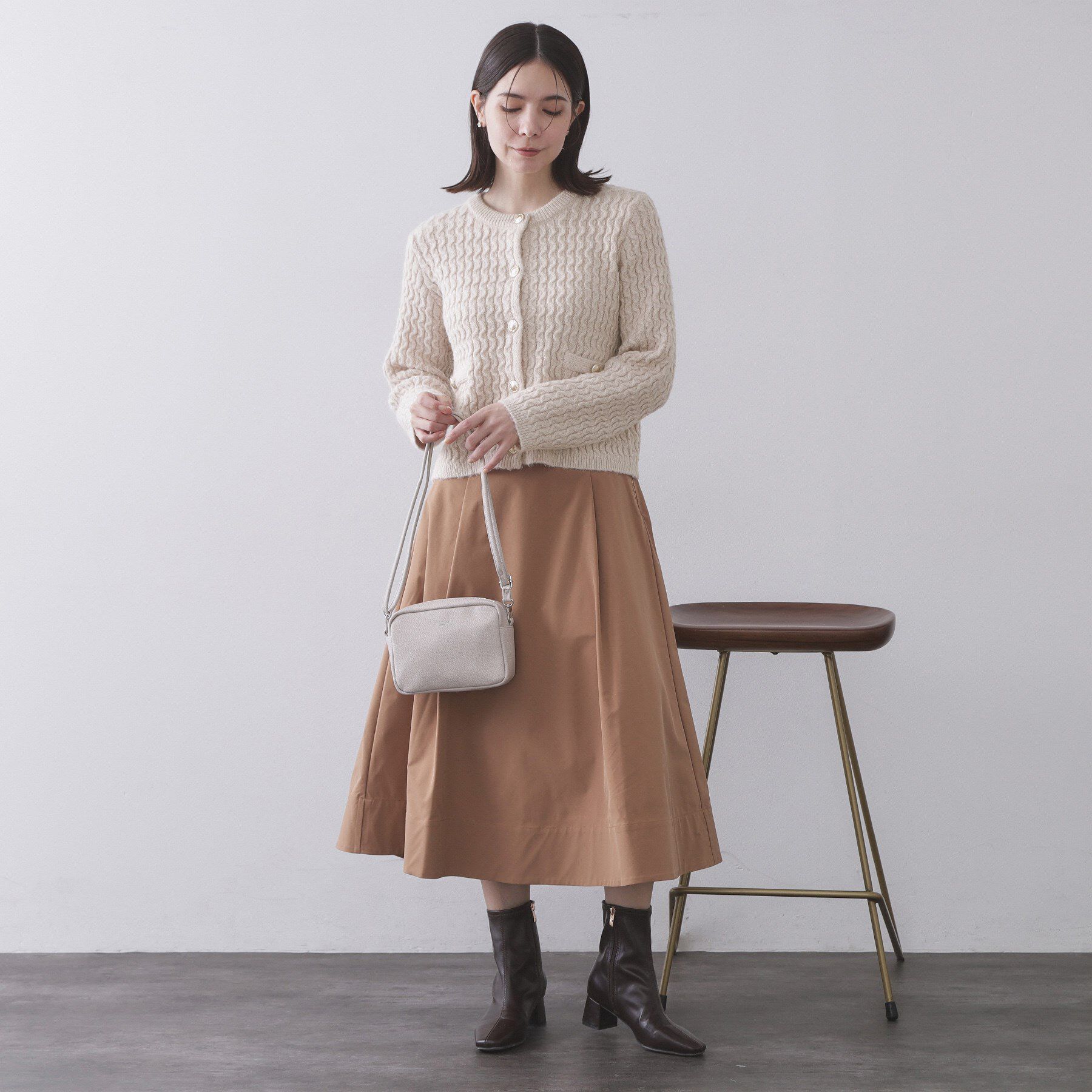 OPAQUE.CLIP「モヘヤタッチケーブル金ボタンカーディガン【洗濯機OK】」|カーディガン|