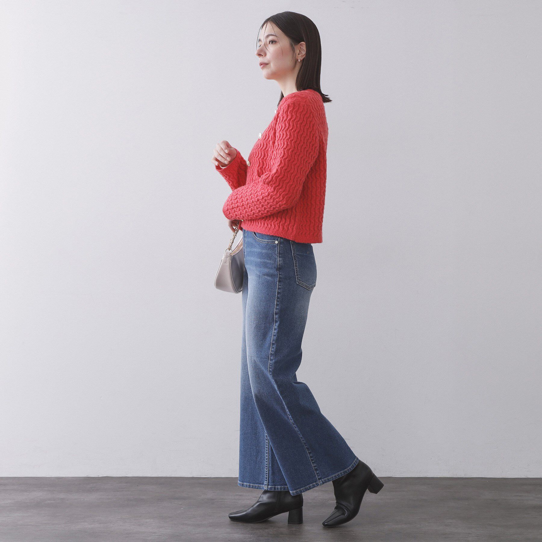 OPAQUE.CLIP「モヘヤタッチケーブル金ボタンカーディガン【洗濯機OK】」|カーディガン|