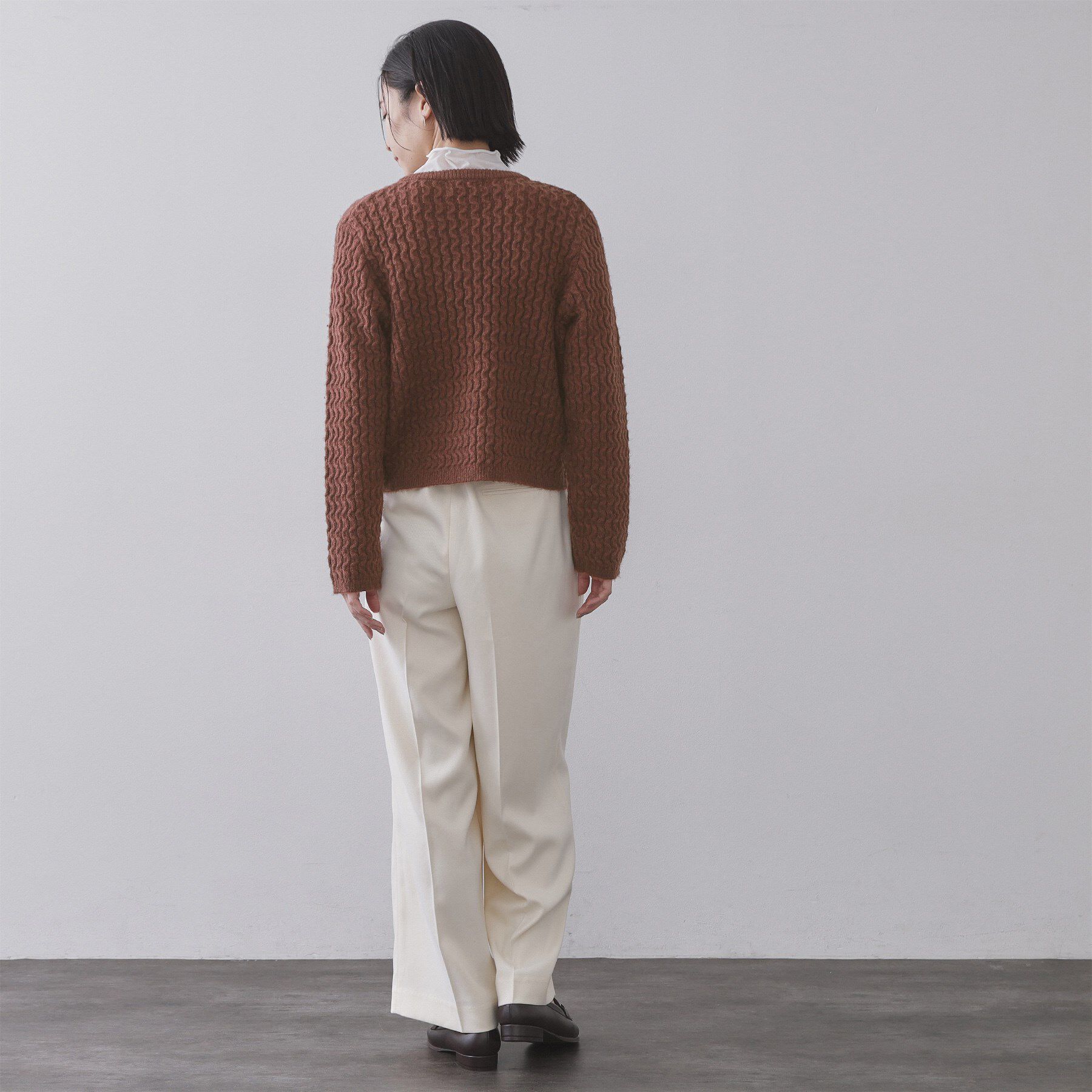 OPAQUE.CLIP「モヘヤタッチケーブル金ボタンカーディガン【洗濯機OK】」|カーディガン|