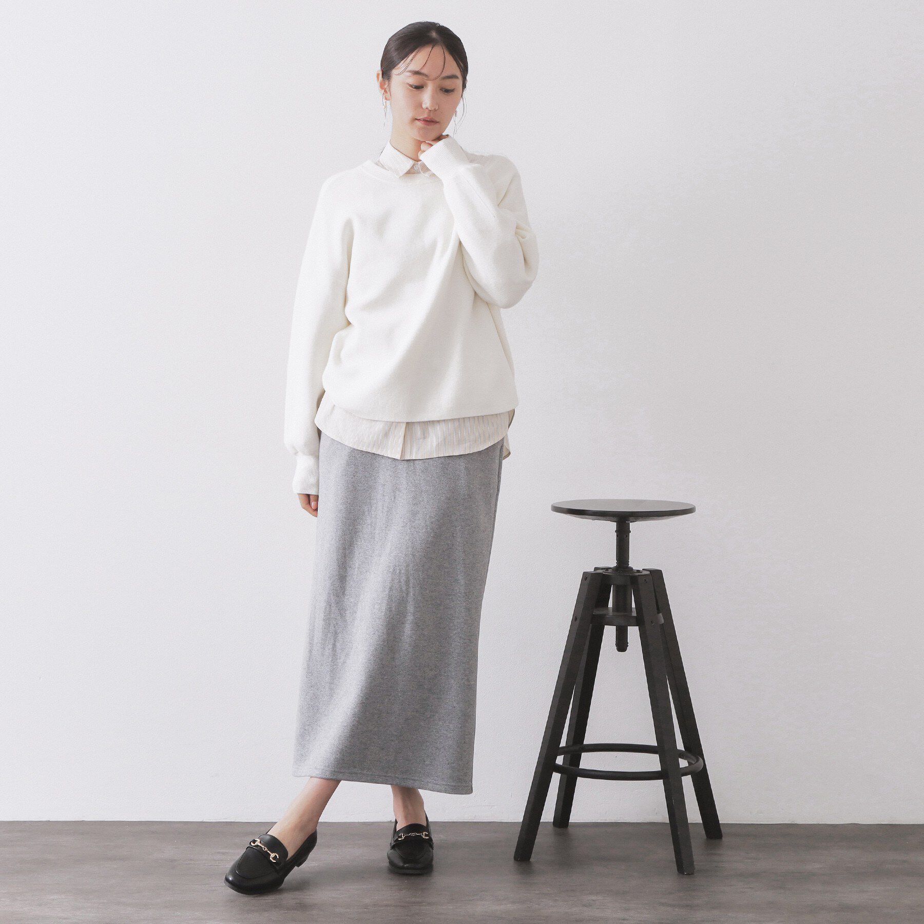 OPAQUE.CLIP「ヘンリーネックニット/前後2WAY【洗濯機OK】」|ニット・セーター|