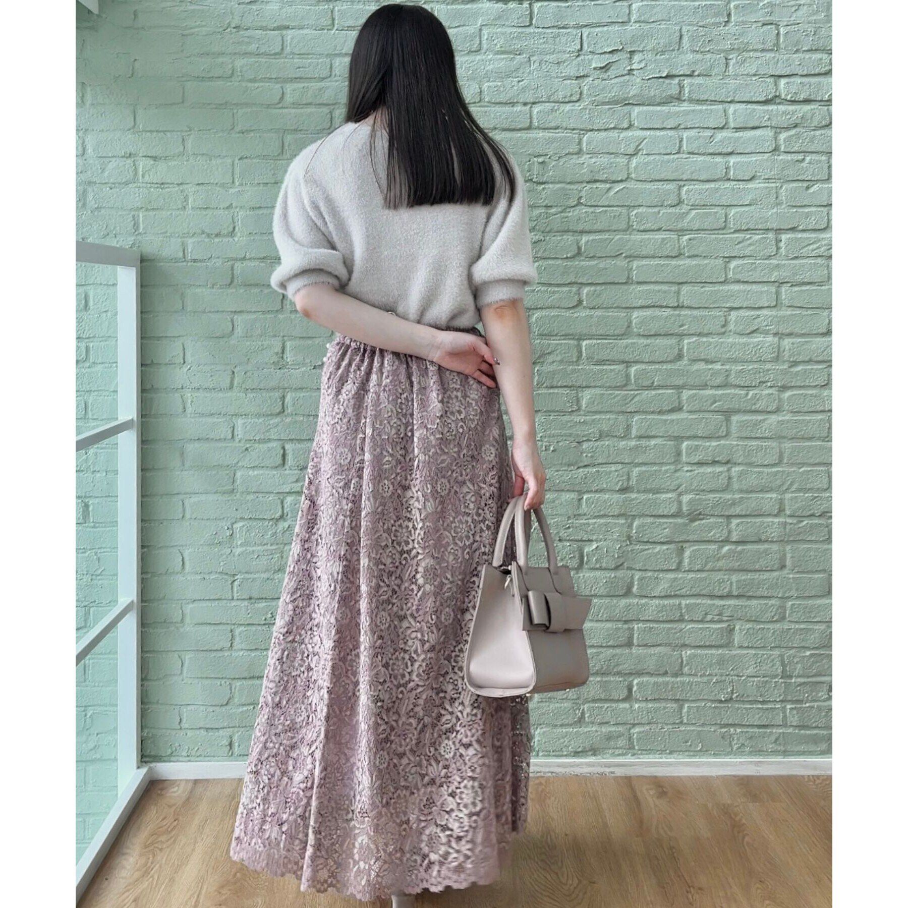 Couture broach「リボン付きラメフェザー5分袖ニット」|ニット・セーター|