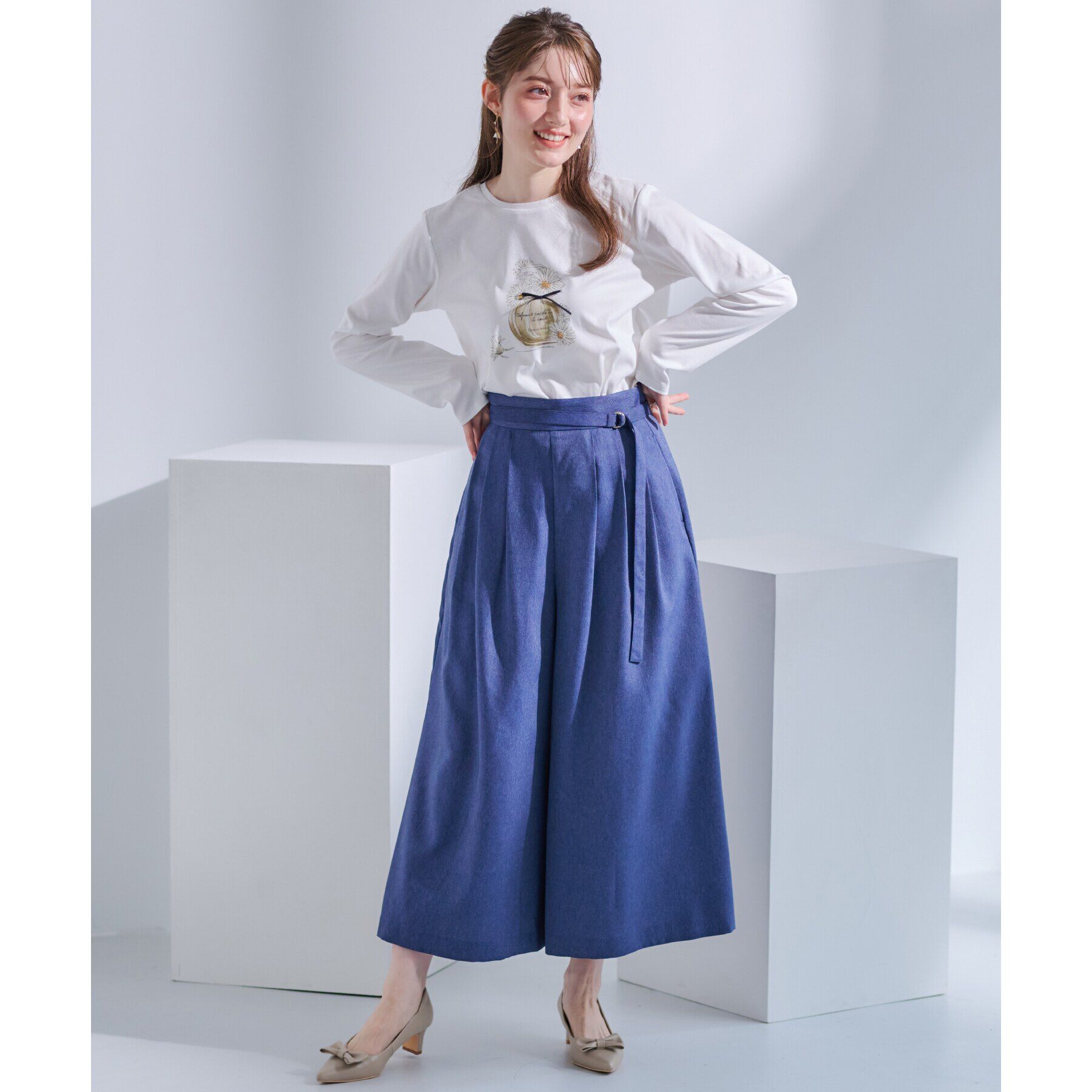 Couture broach「【UVカット・接触冷感・洗える】デイジーパルファムロンT」|Tシャツ・カットソー|