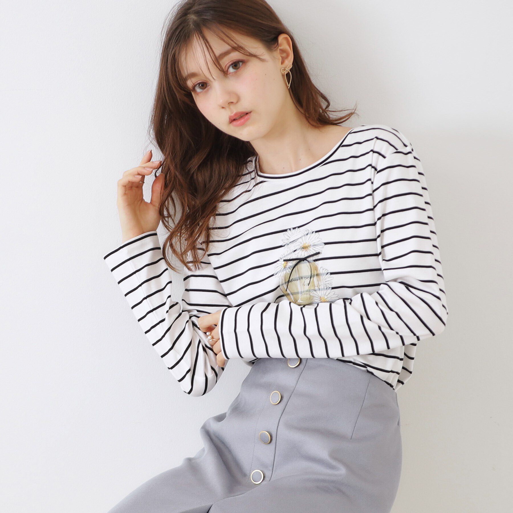 Couture broach「【UVカット・接触冷感・洗える】デイジーパルファムロンT」|Tシャツ・カットソー|ブラック(319)