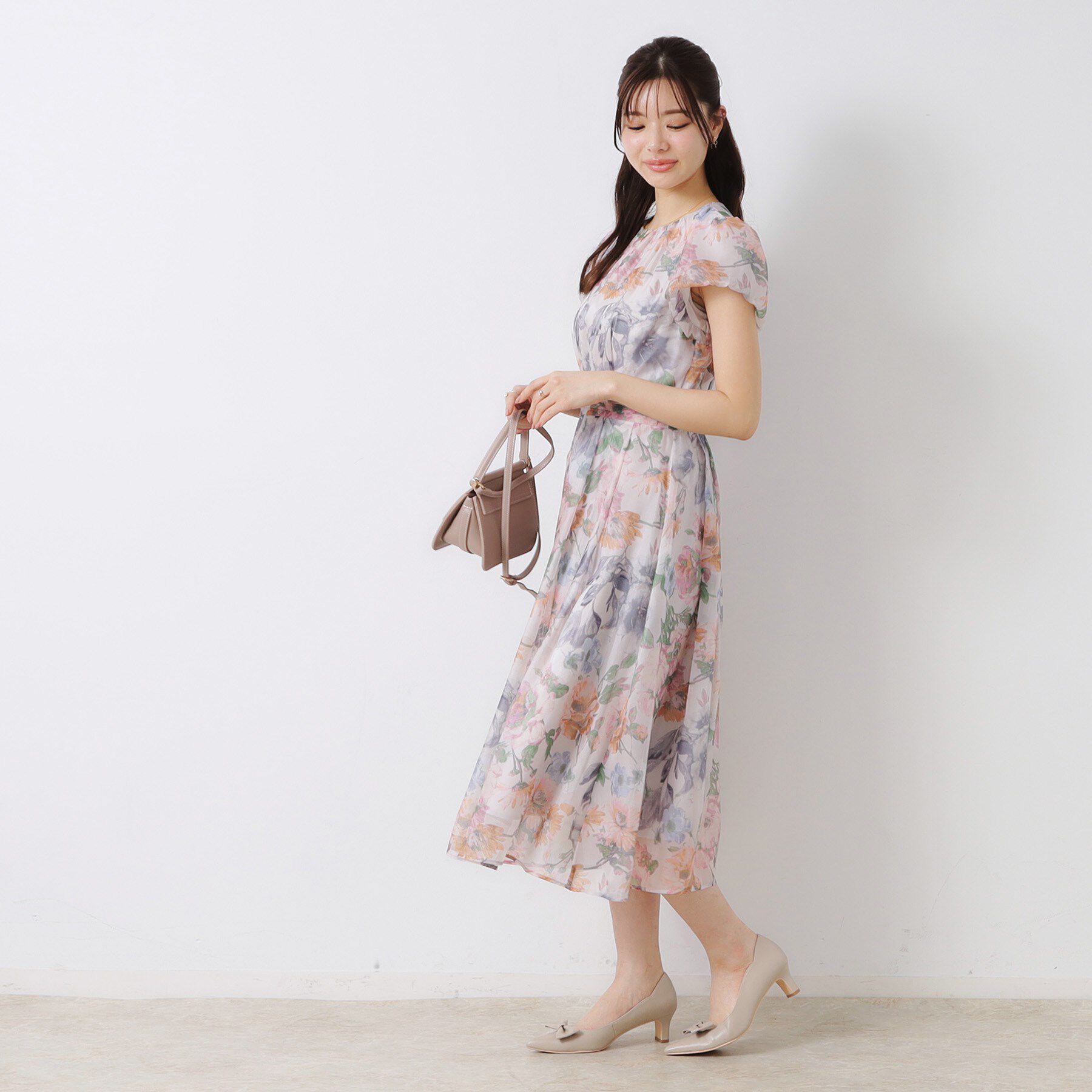 Couture broach「【花柄・一枚で着映える・細見え】Summerオーガンフルールワンピース」|ワンピース|