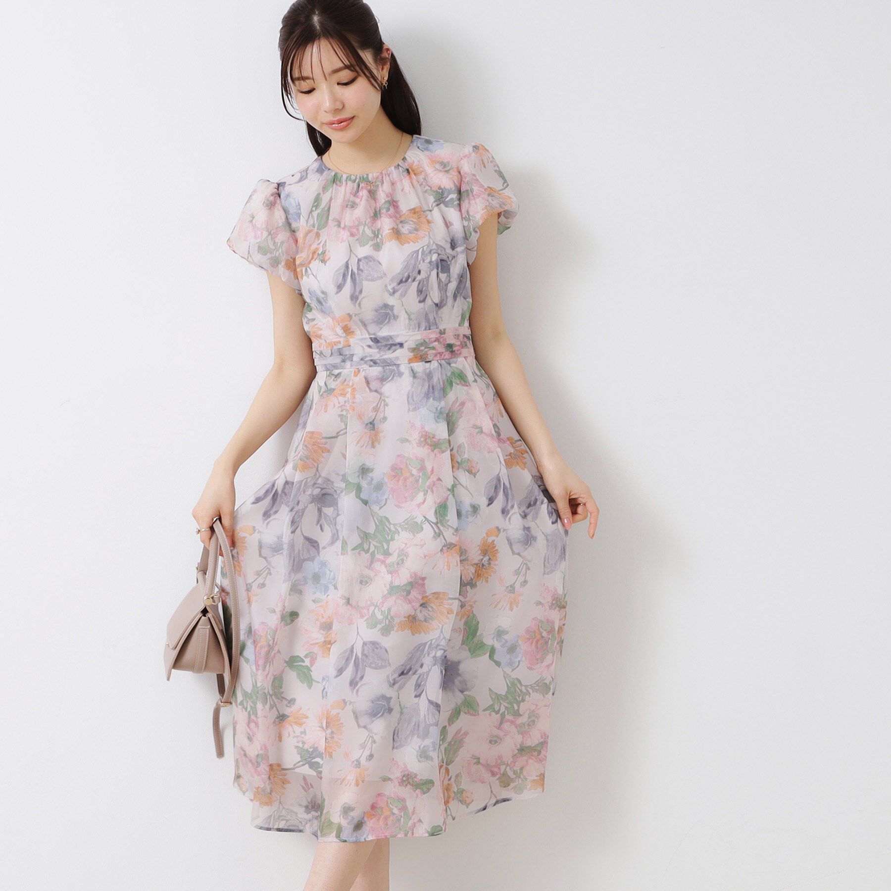 Couture broach「【花柄・一枚で着映える・細見え】Summerオーガンフルールワンピース」|ワンピース|