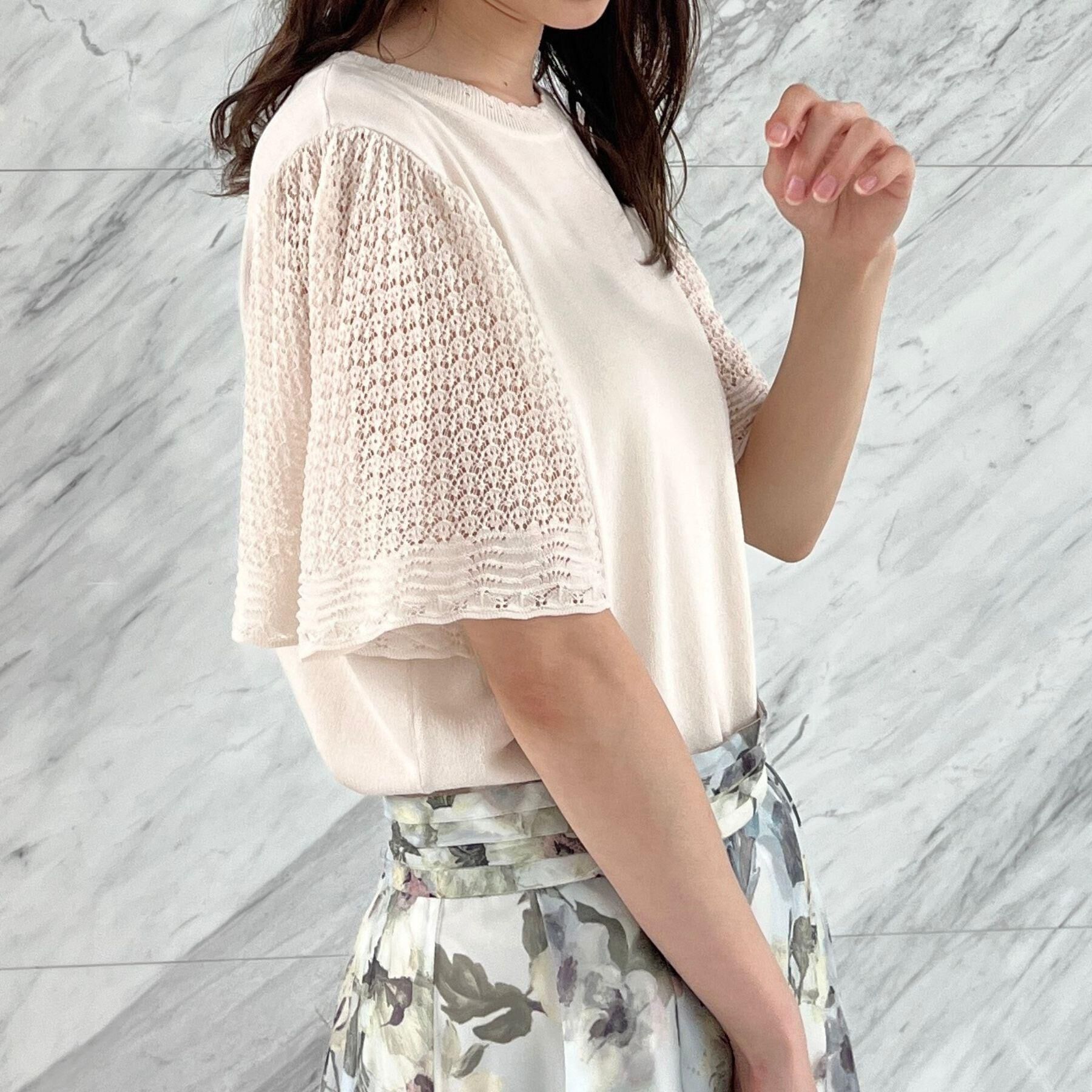 Couture broach「【手洗い可能・UV・アンチピリング・接触冷感・二の腕カバー】透かし袖ニットトップス」|ニット・セーター|