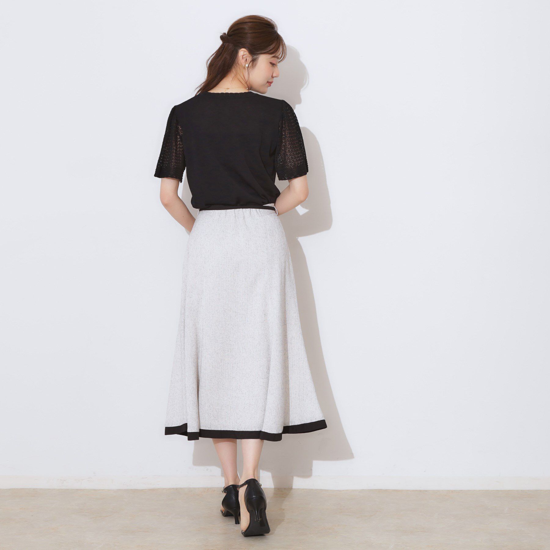 Couture broach「【手洗い可能・UV・アンチピリング・接触冷感・二の腕カバー】透かし袖ニットトップス」|ニット・セーター|