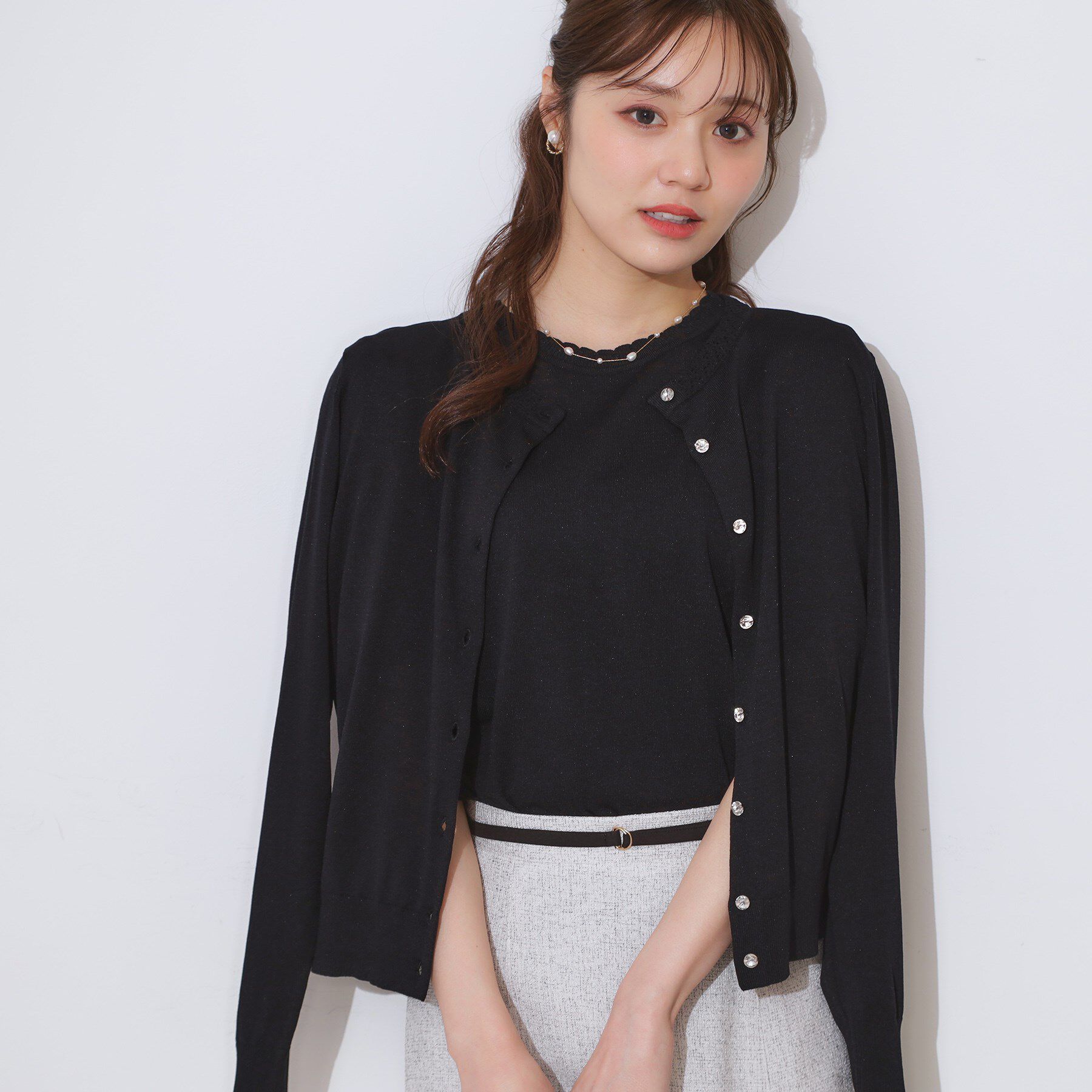 Couture broach「【手洗い可能・UV・アンチピリング・接触冷感・二の腕カバー】透かし袖ニットトップス」|ニット・セーター|