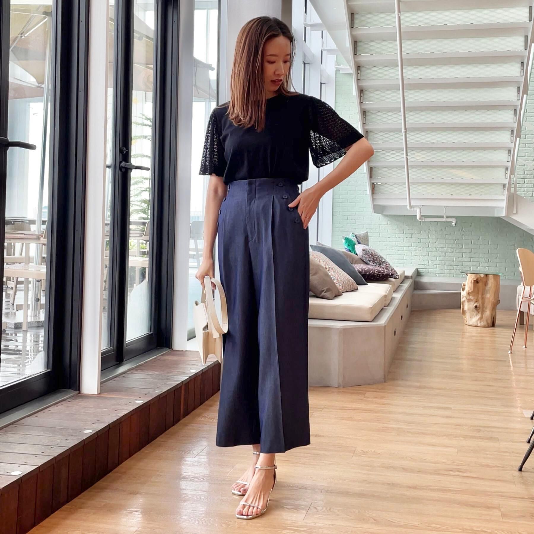 Couture broach「【手洗い可能・UV・アンチピリング・接触冷感・二の腕カバー】透かし袖ニットトップス」|ニット・セーター|