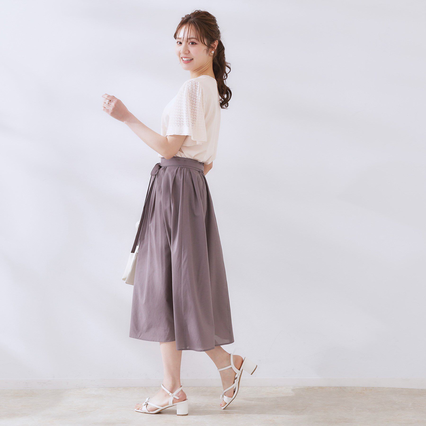 Couture broach「【手洗い可能・UV・アンチピリング・接触冷感・二の腕カバー】透かし袖ニットトップス」|ニット・セーター|