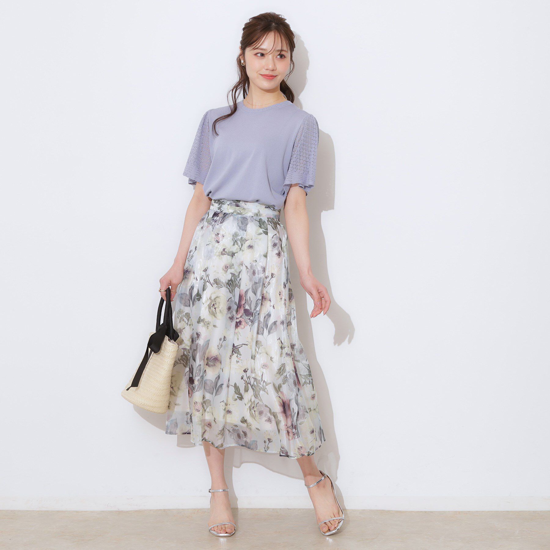 Couture broach「【手洗い可能・UV・アンチピリング・接触冷感・二の腕カバー】透かし袖ニットトップス」|ニット・セーター|