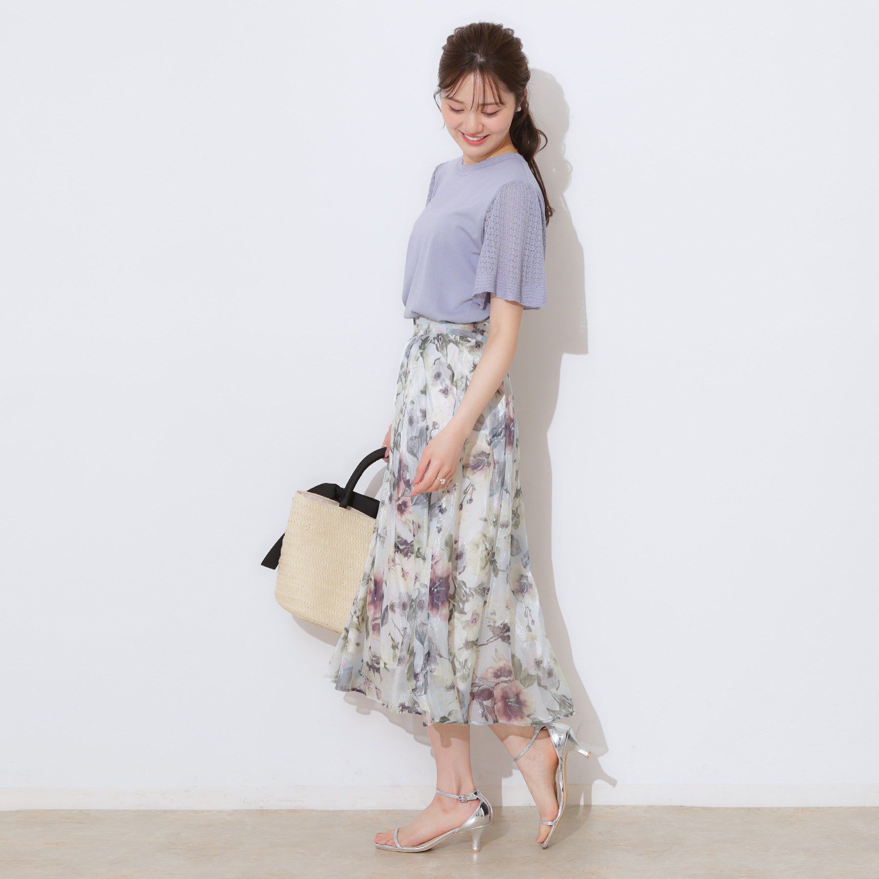 Couture broach「【手洗い可能・UV・アンチピリング・接触冷感・二の腕カバー】透かし袖ニットトップス」|ニット・セーター|