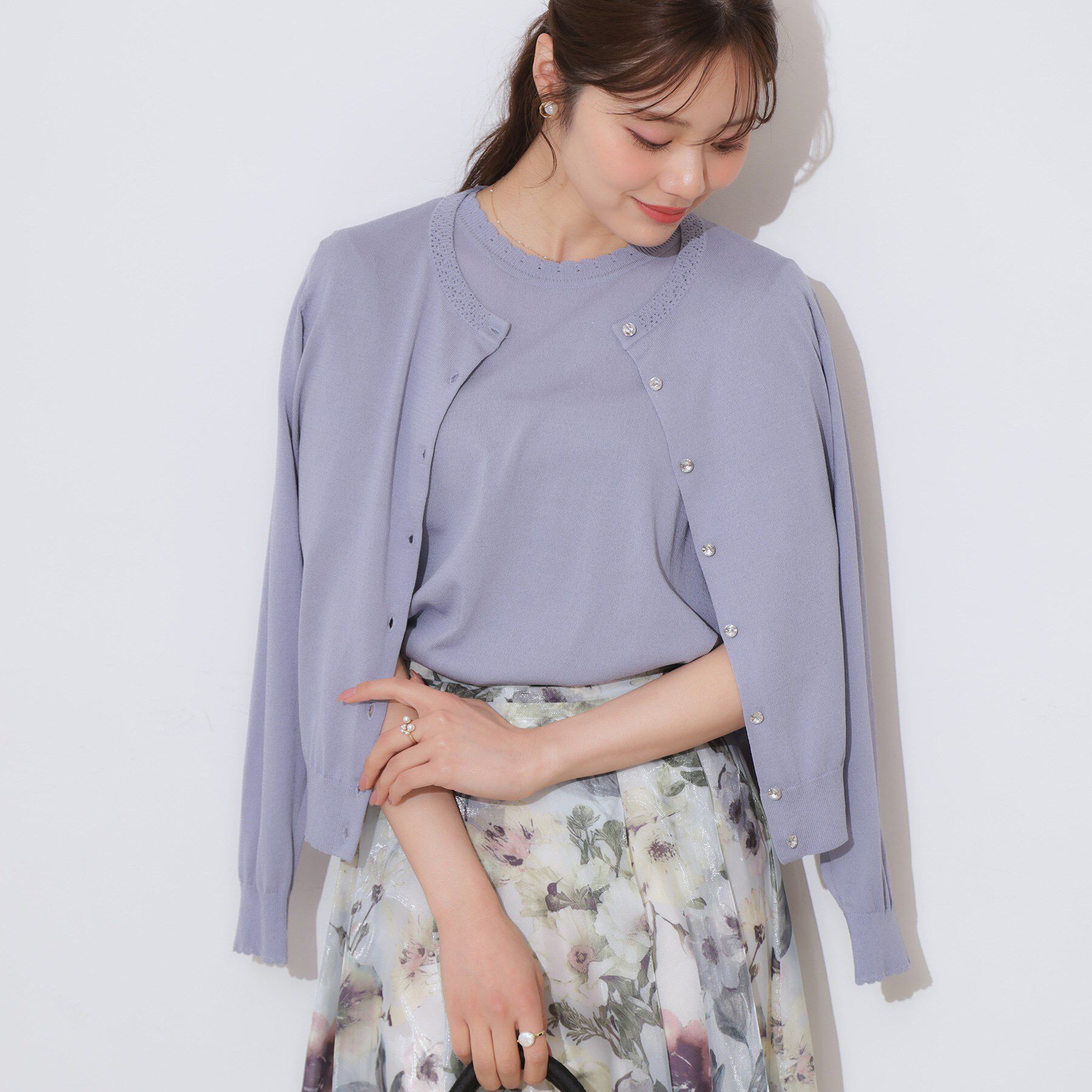 Couture broach「【手洗い可能・UV・アンチピリング・接触冷感・二の腕カバー】透かし袖ニットトップス」|ニット・セーター|