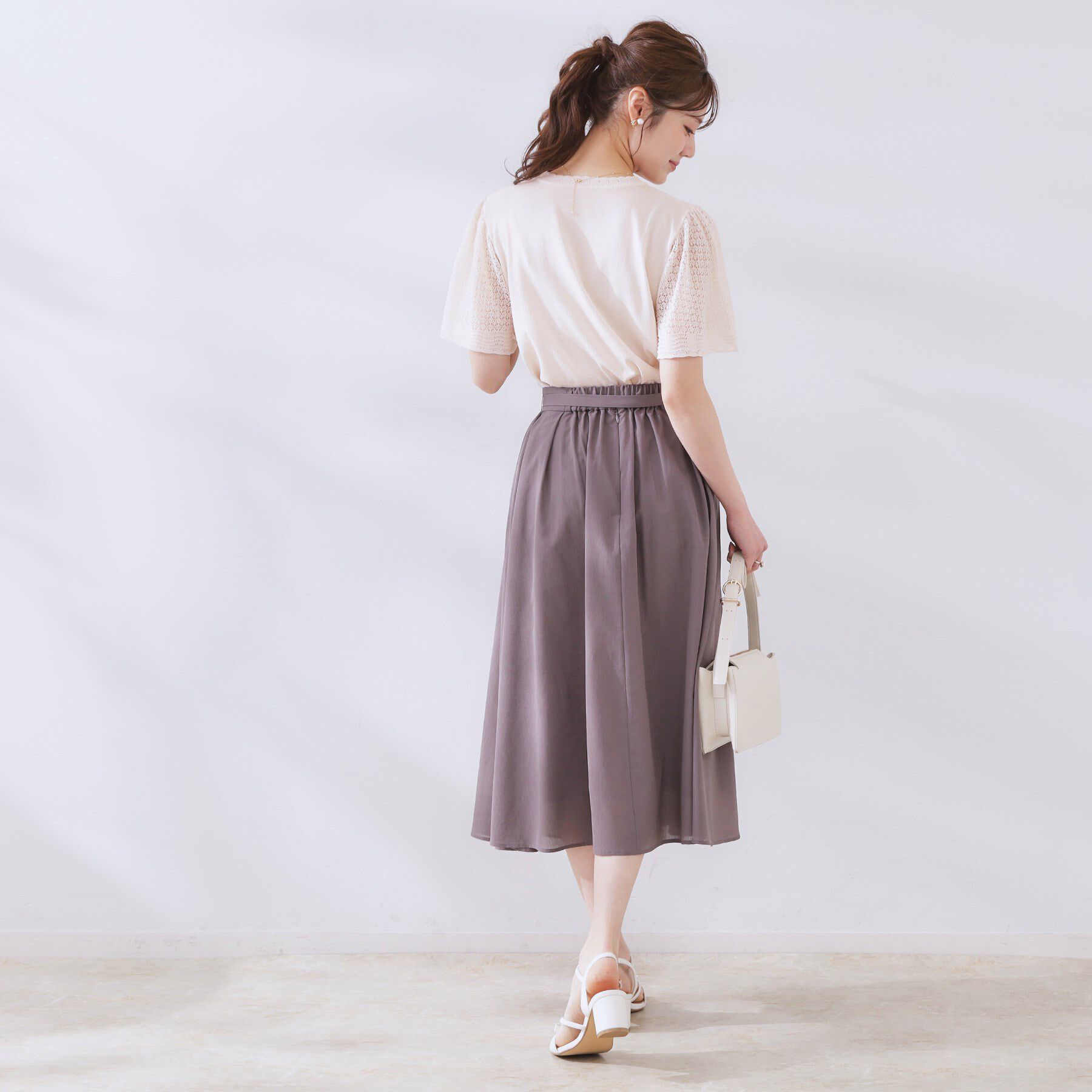 Couture broach「【手洗い可能・UV・アンチピリング・接触冷感・二の腕カバー】透かし袖ニットトップス」|ニット・セーター|