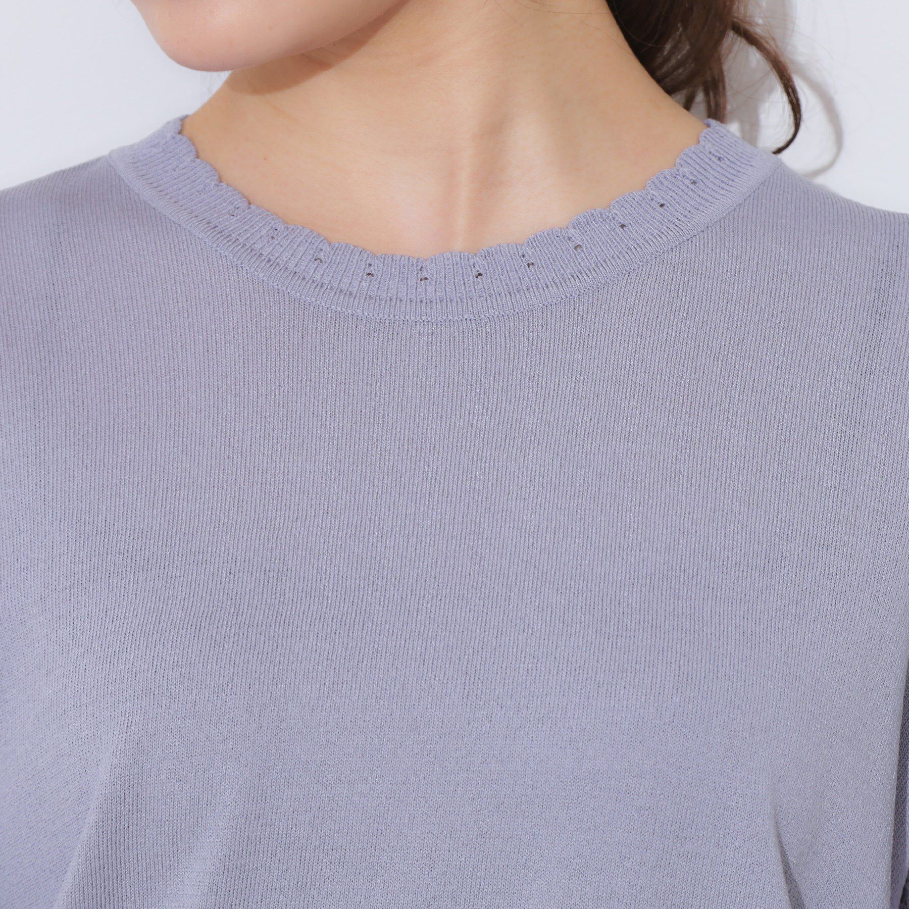 Couture broach「【手洗い可能・UV・アンチピリング・接触冷感・二の腕カバー】透かし袖ニットトップス」|ニット・セーター|