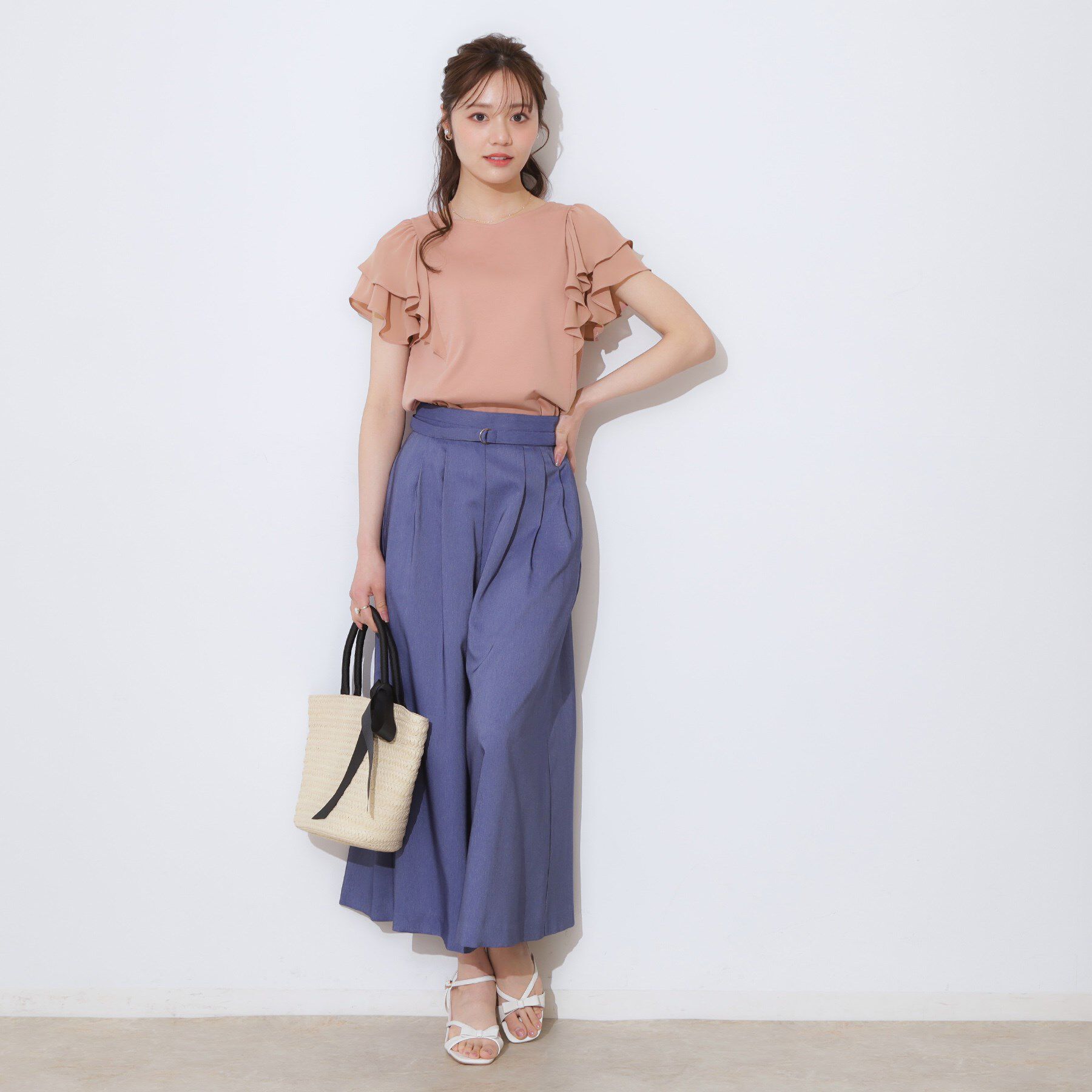 Couture broach「【接触冷感・UVカット・二の腕カバー】ラッフルフレアスリーブ」|Tシャツ・カットソー|