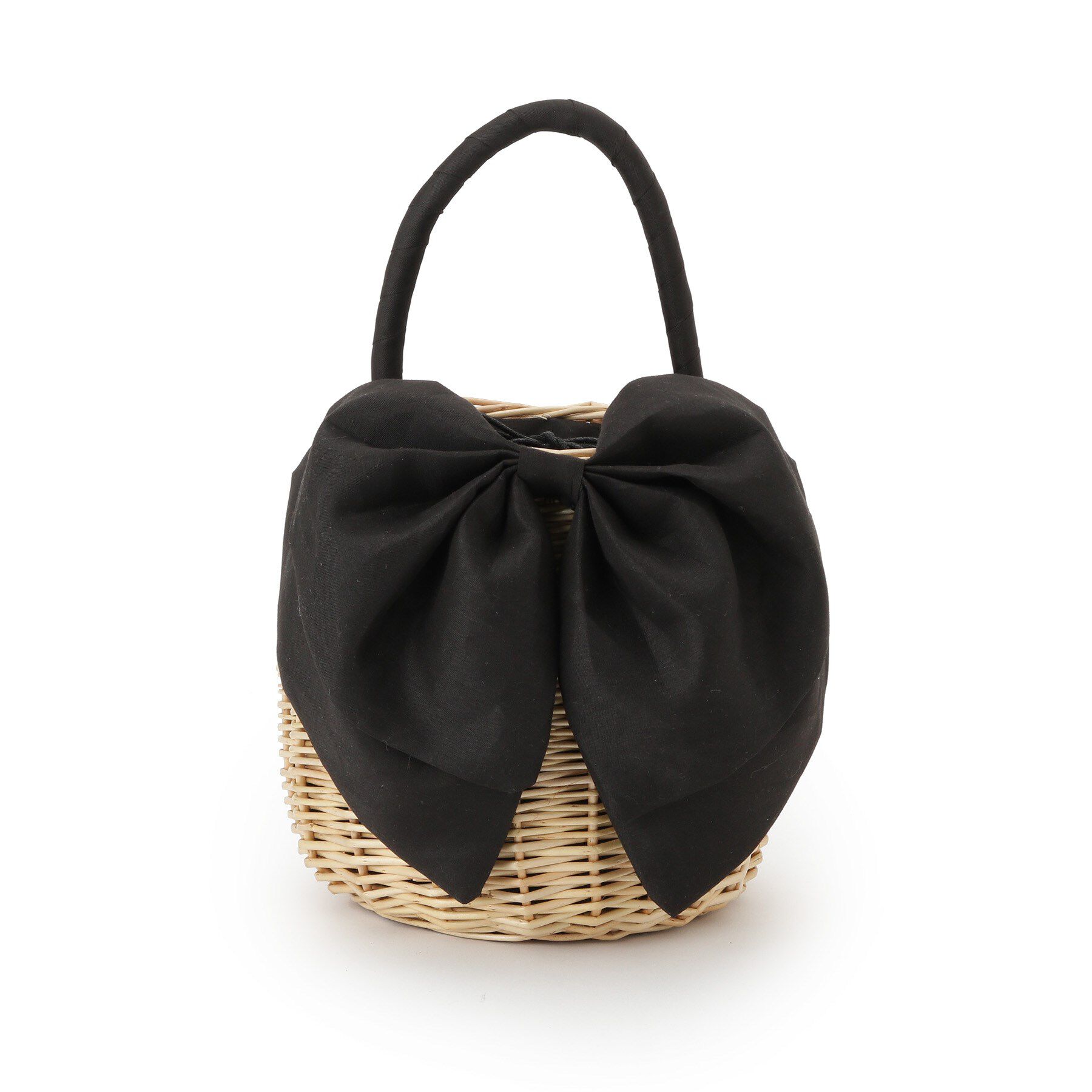 Couture broach「BIGリボンラタンバッグ」|ハンドバッグ|ブラック(019)