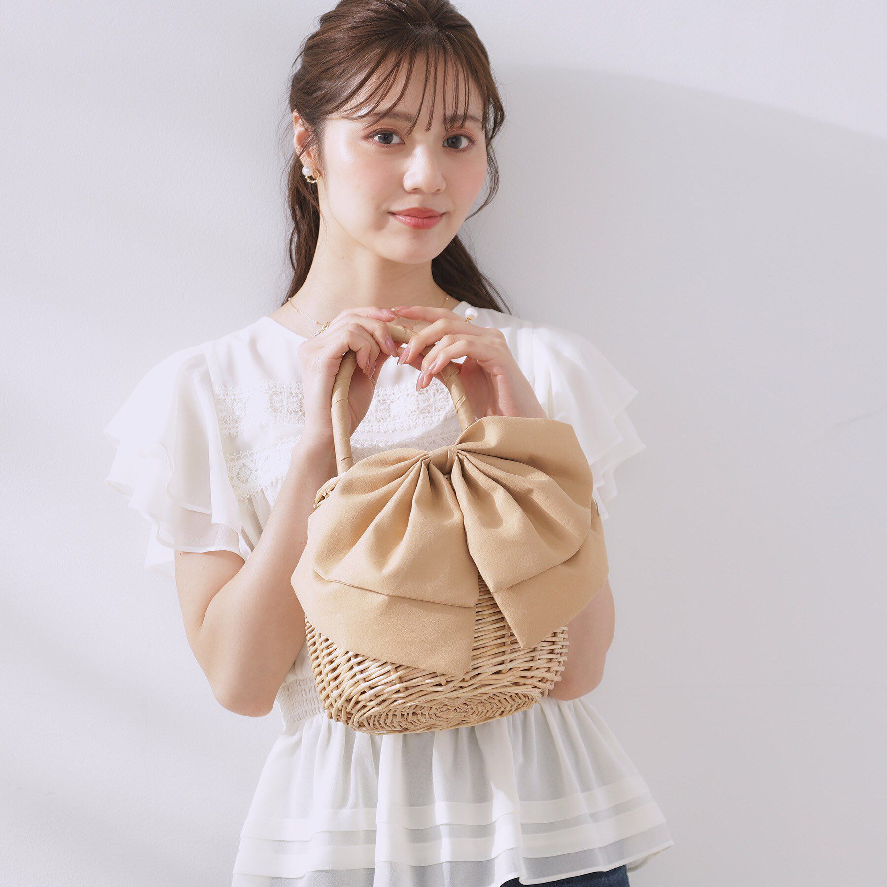 Couture broach「BIGリボンラタンバッグ」|ハンドバッグ|