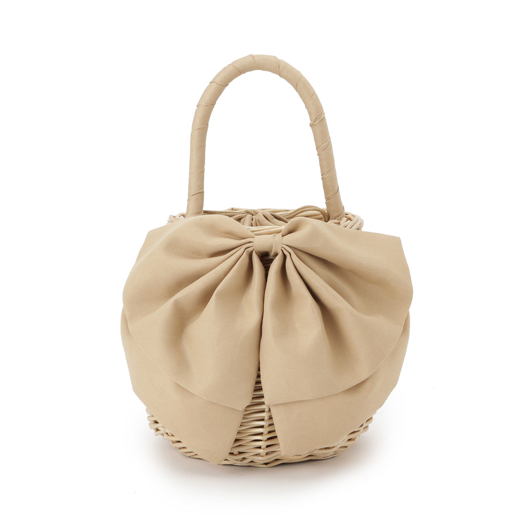 Couture broach「BIGリボンラタンバッグ」|ハンドバッグ|ベージュ(052)