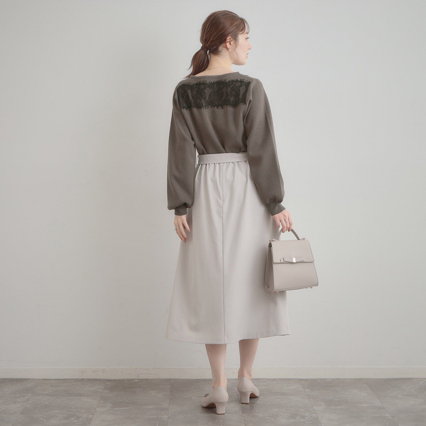 Couture broach「【洗える・通勤】レース ドッキング ニット」|ニット・セーター|