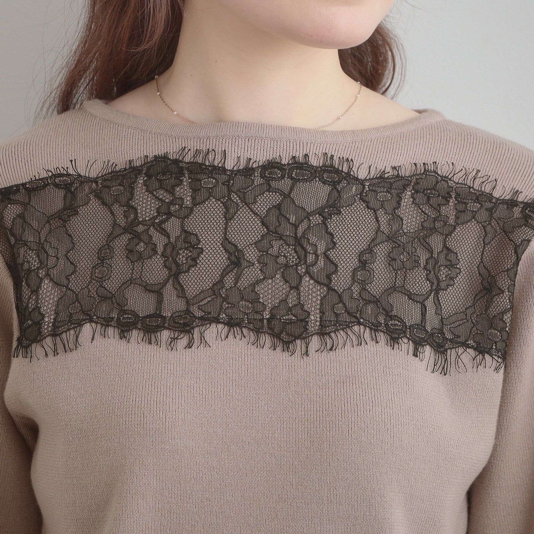 Couture broach「【洗える・通勤】レース ドッキング ニット」|ニット・セーター|