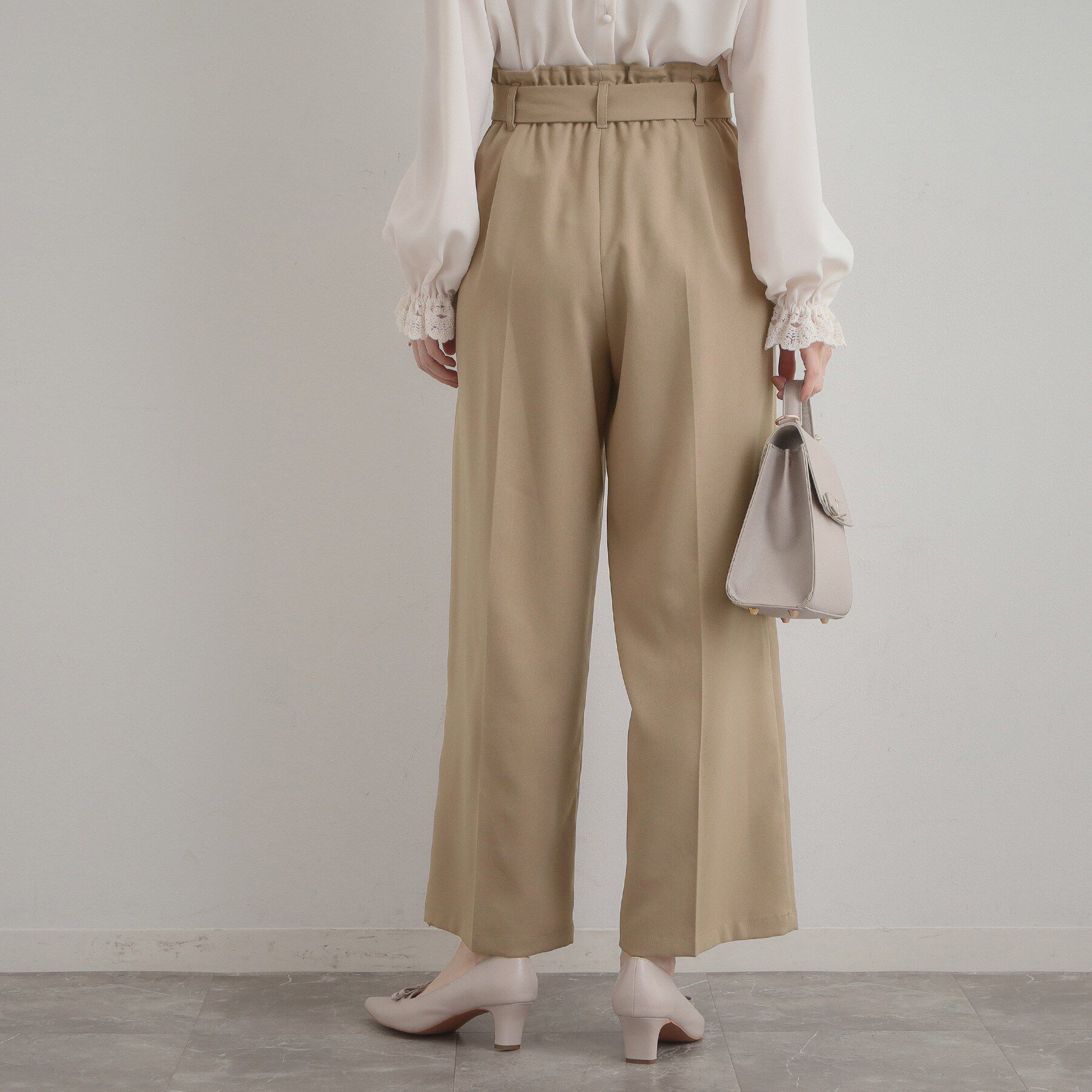 Couture broach「【洗える・通勤】ウエストリボン サスペンダー付きワイドパンツ」|その他|
