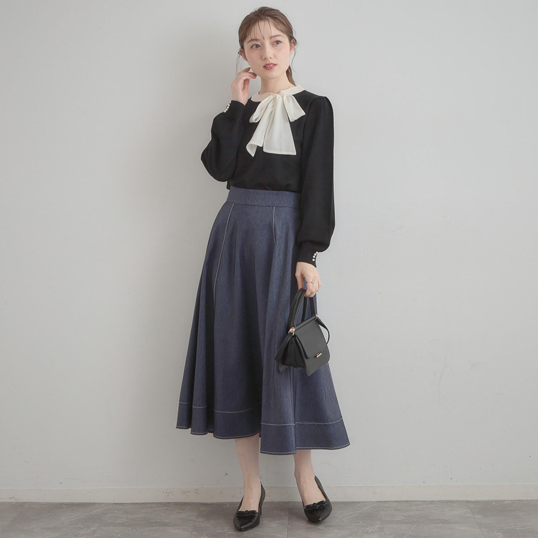 Couture broach「【洗える・着映え】オーガンジーリボンタイ ニット」|ニット・セーター|