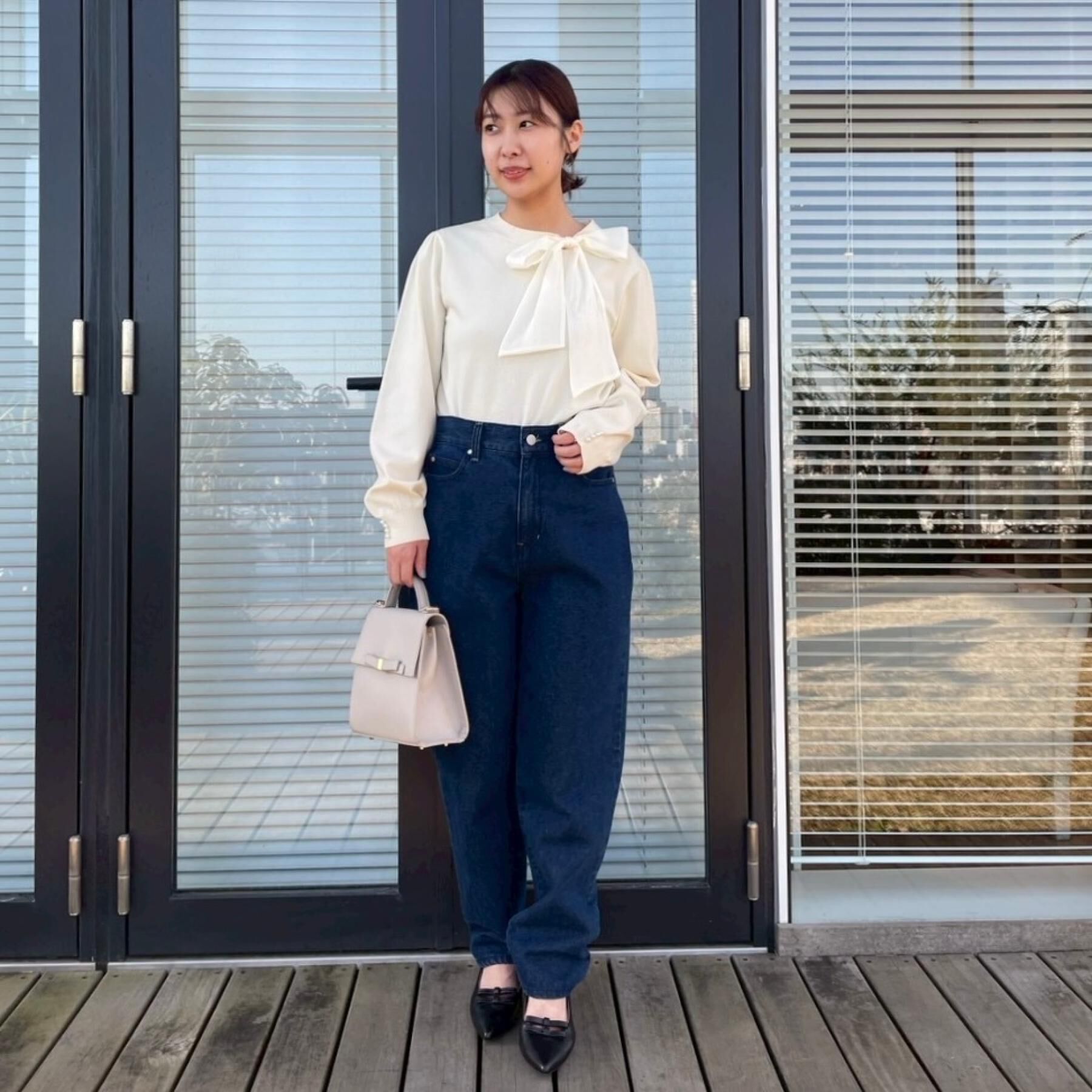 Couture broach「【洗える・着映え】オーガンジーリボンタイ ニット」|ニット・セーター|