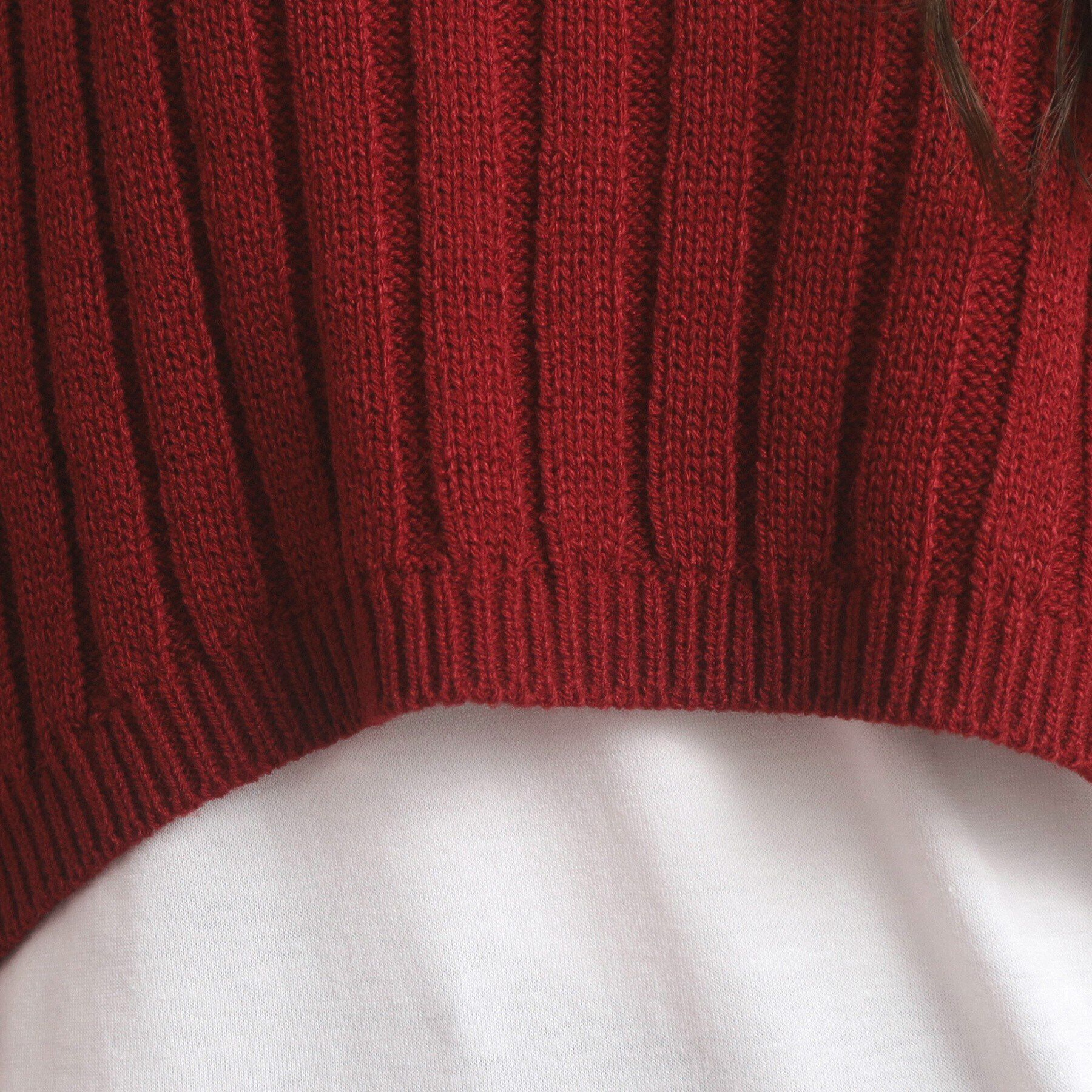 PINK-latte「【セットアイテム】ベーシック レイヤー見せショート丈ニット」|ニット・セーター|