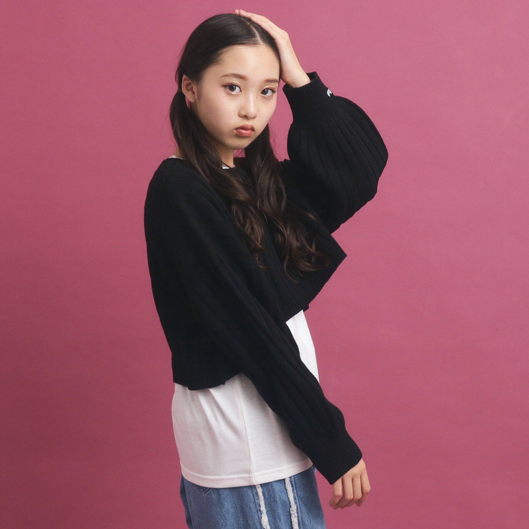 PINK-latte「【セットアイテム】ベーシック レイヤー見せショート丈ニット」|ニット・セーター|