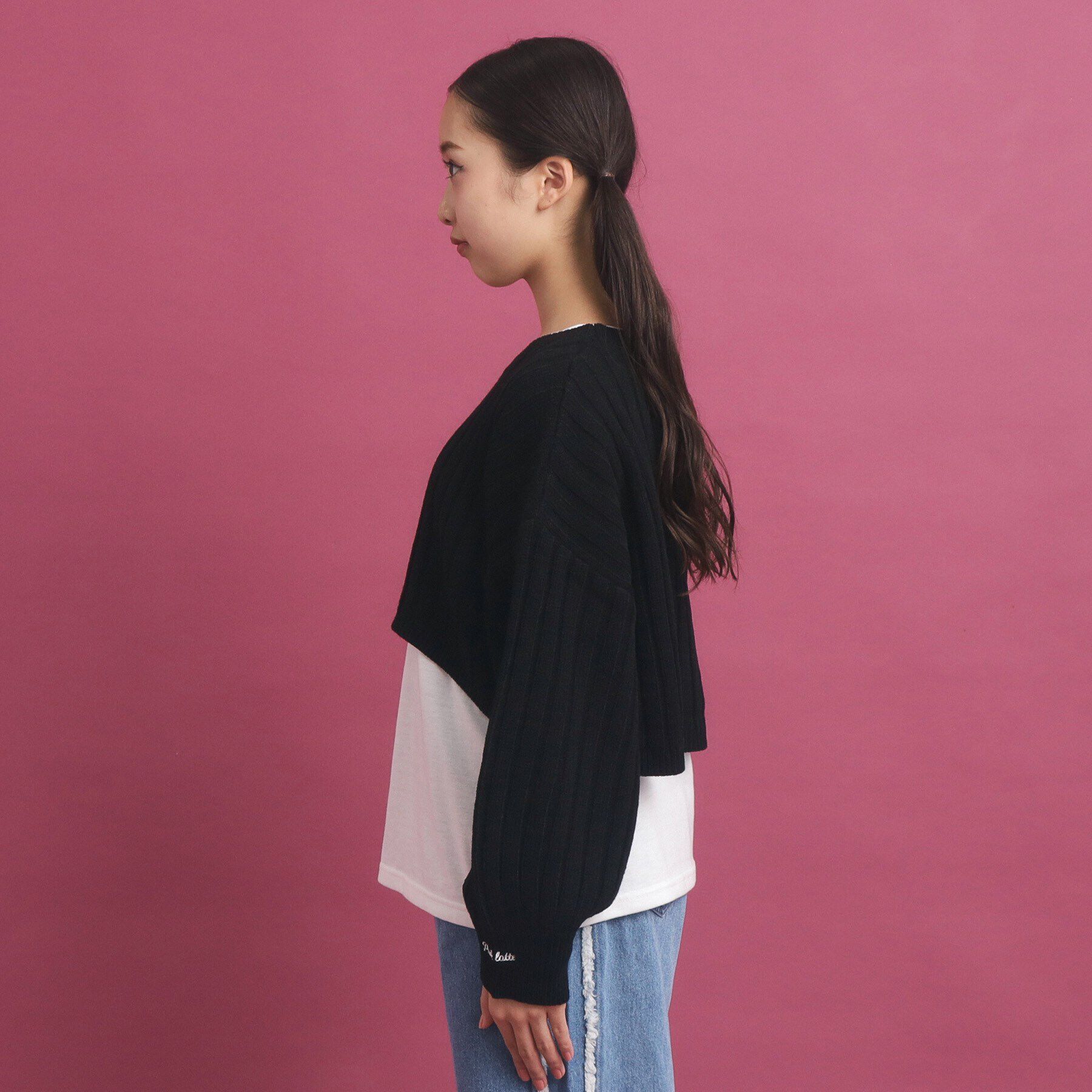 PINK-latte「【セットアイテム】ベーシック レイヤー見せショート丈ニット」|ニット・セーター|