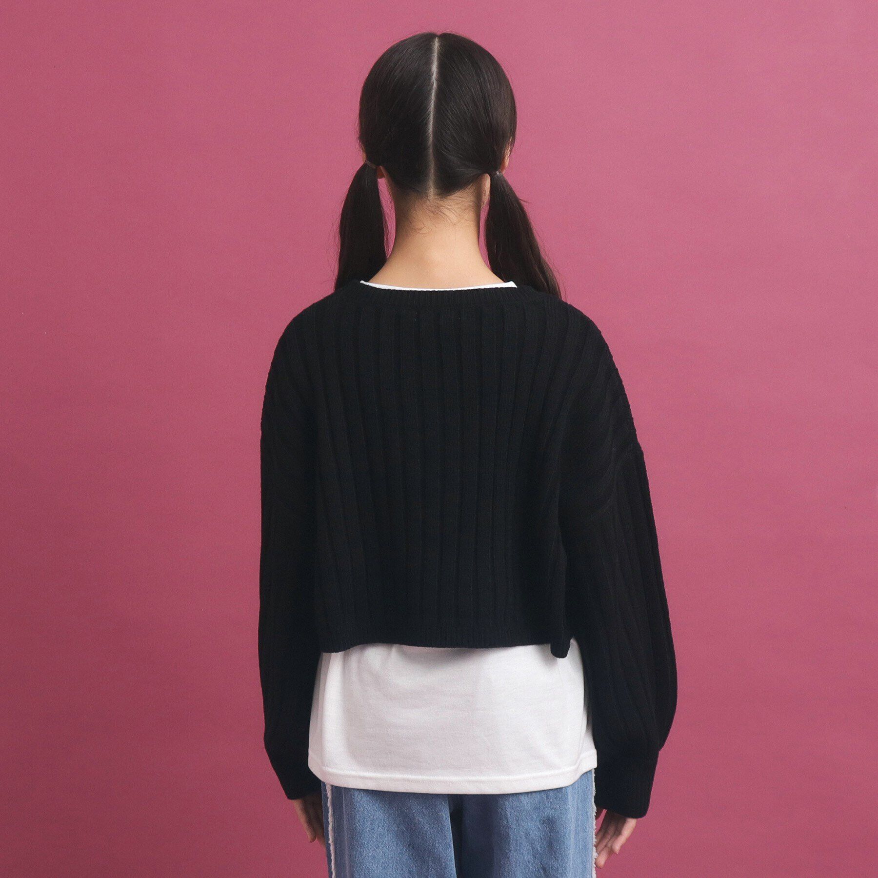 PINK-latte「【セットアイテム】ベーシック レイヤー見せショート丈ニット」|ニット・セーター|