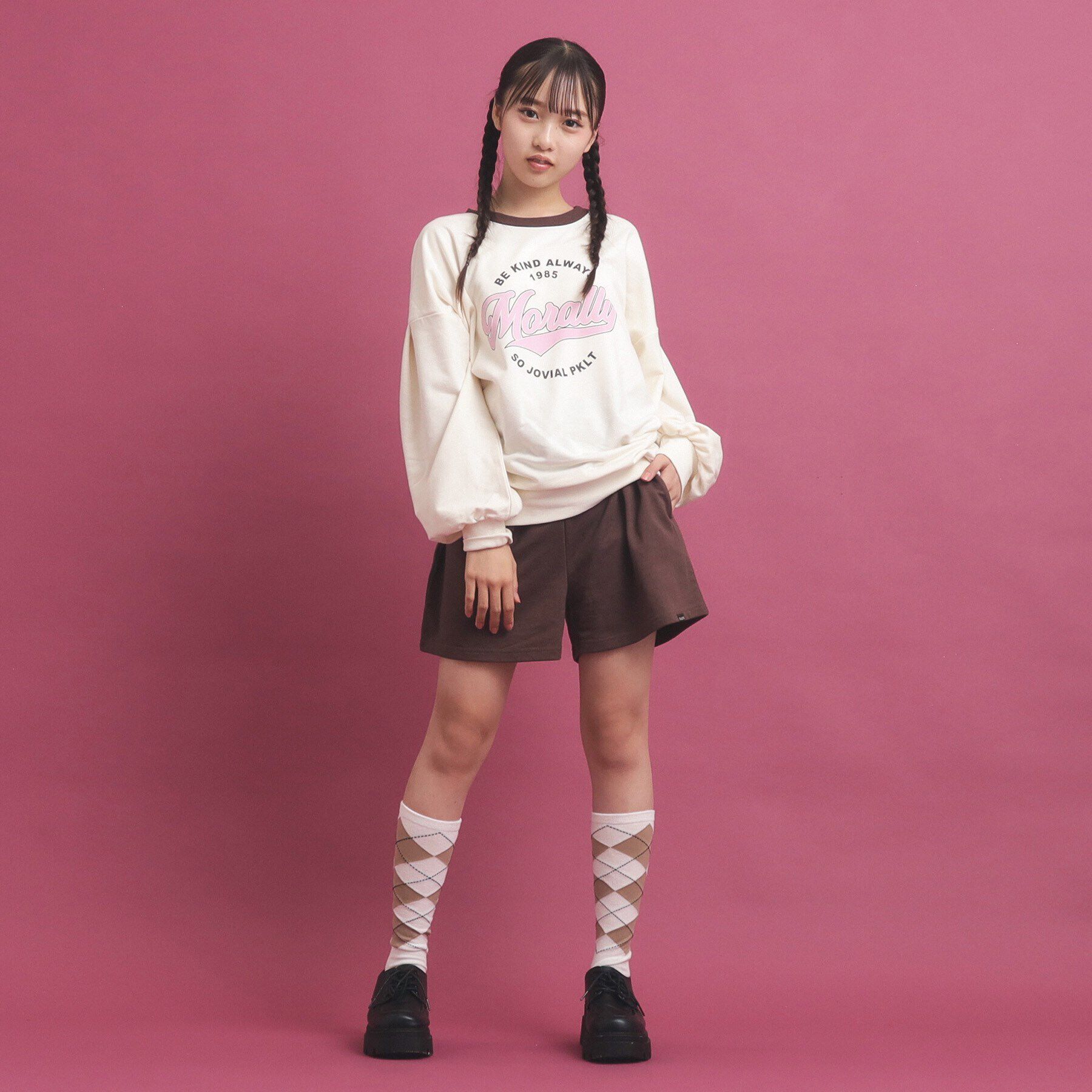 PINK-latte「【セットアップ】コットンミニ裏毛プルオーバー＆ショートパンツ」|その他|