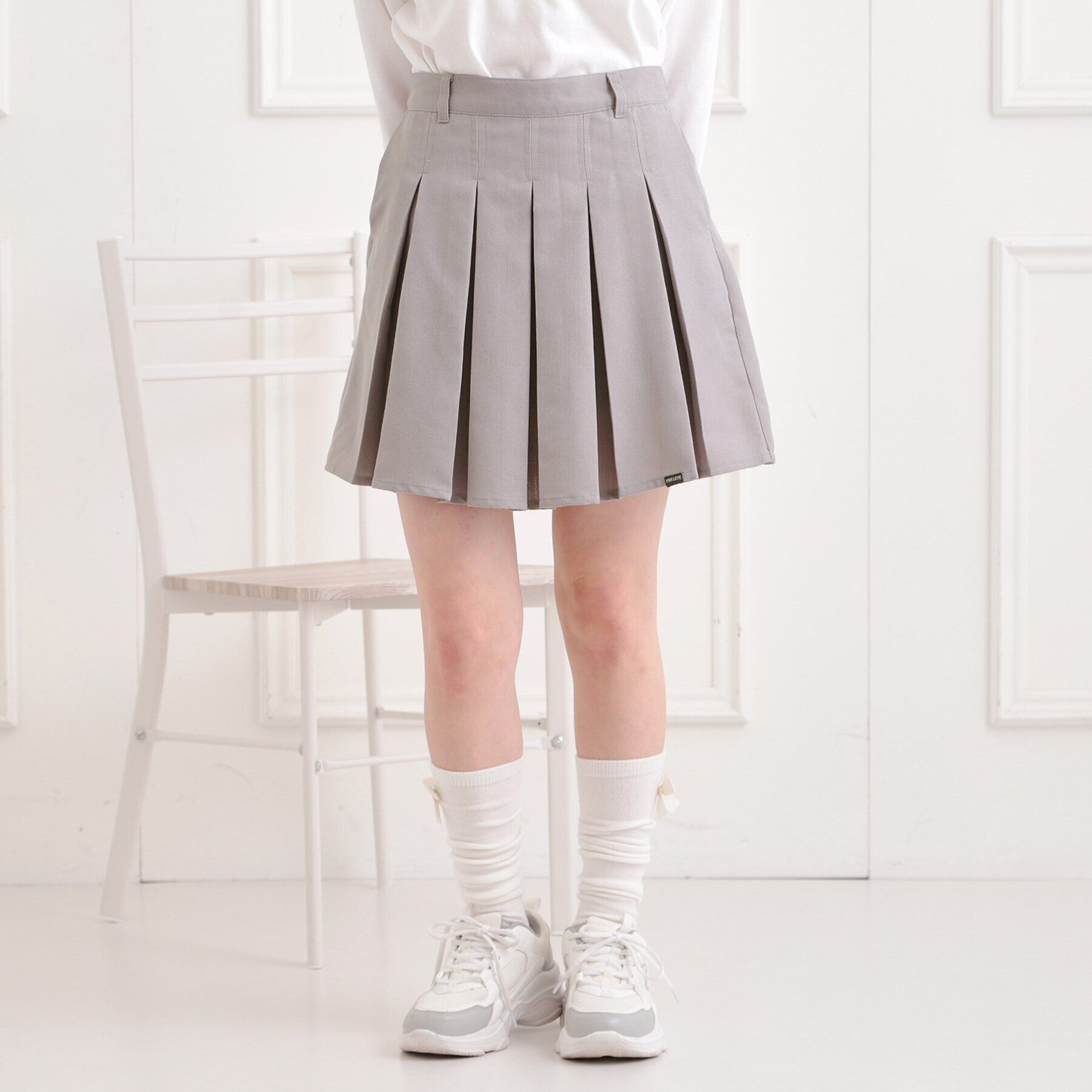 PINK-latte「インパンプリーツ無地スカート」|スカート|グレー(012)