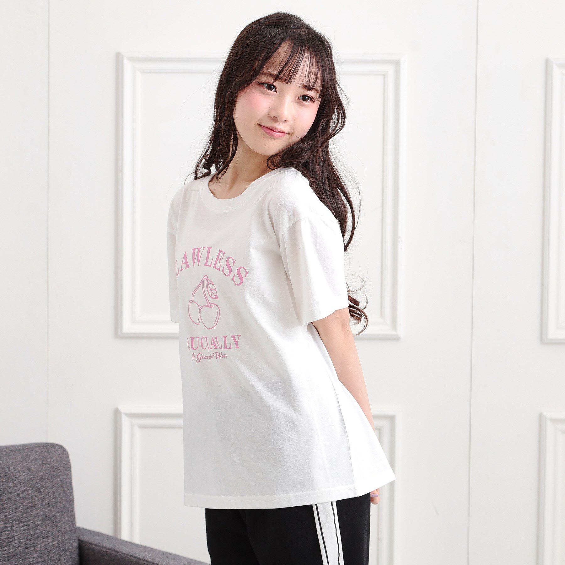 PINK-latte「チェリーモチーフTシャツ」|Tシャツ・カットソー|