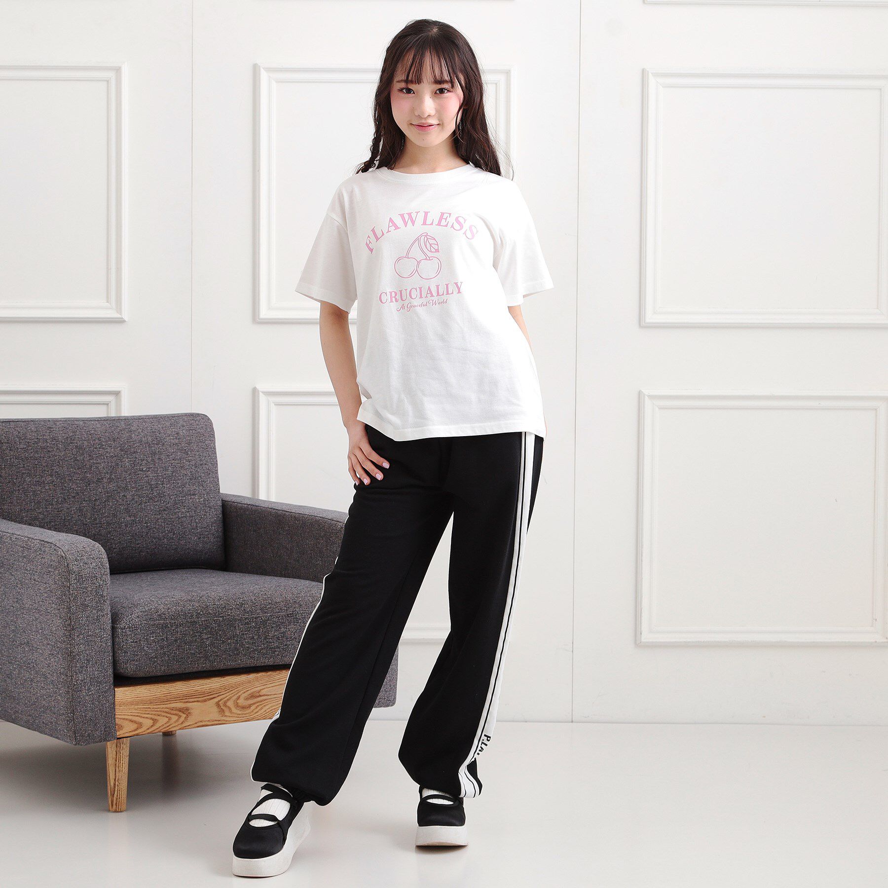 PINK-latte「チェリーモチーフTシャツ」|Tシャツ・カットソー|