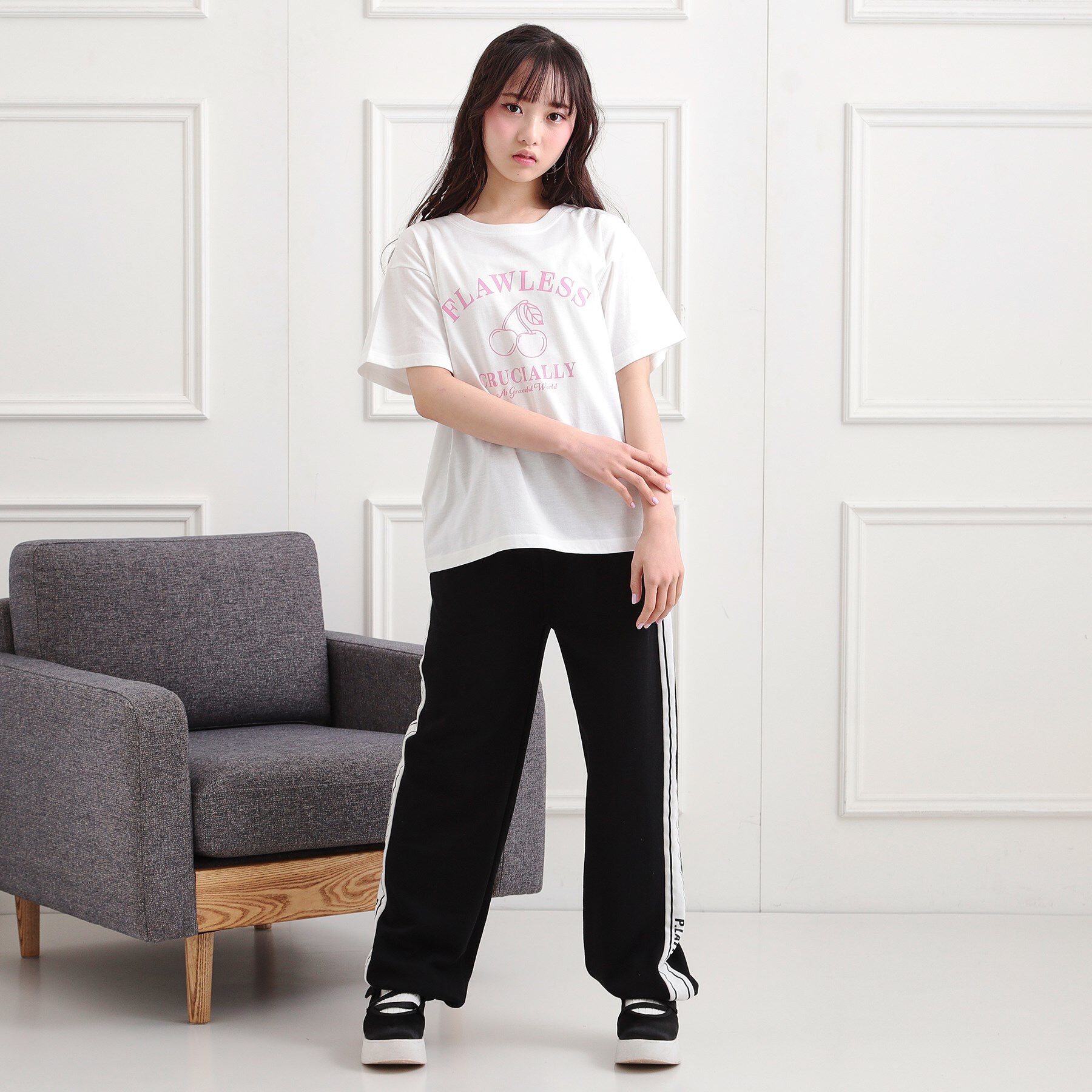 PINK-latte「チェリーモチーフTシャツ」|Tシャツ・カットソー|