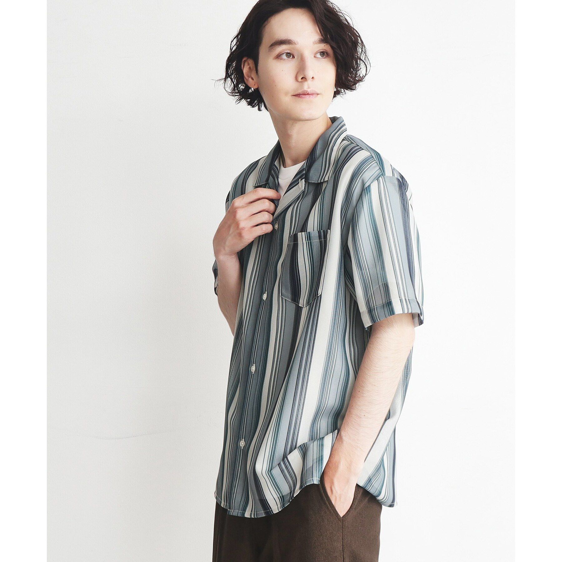 THE SHOP TK「【通気性◎/軽量】カラミシアーシャツ ストライプ／プレーン」|シャツ・ブラウス|