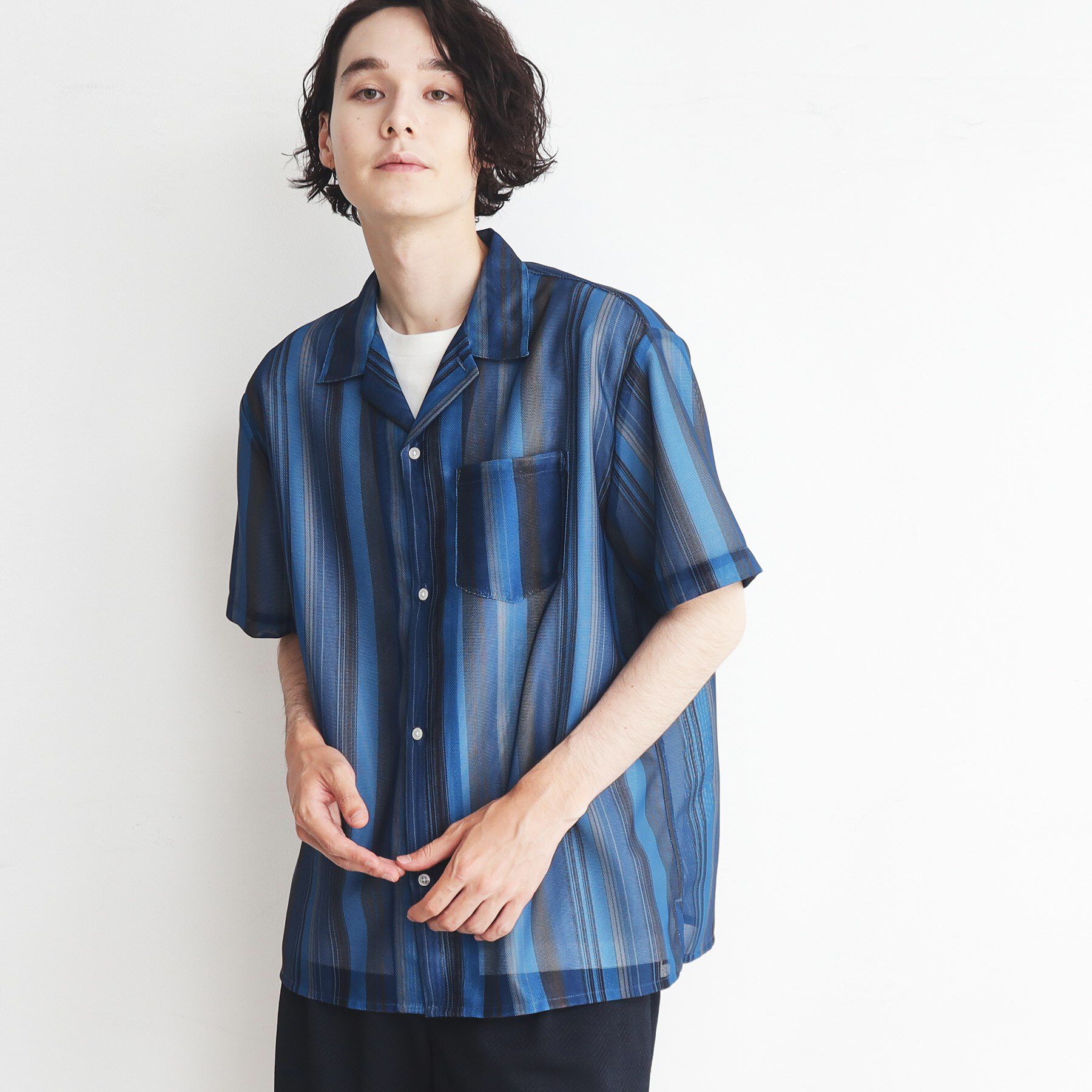 THE SHOP TK「【通気性◎/軽量】カラミシアーシャツ ストライプ／プレーン」|シャツ・ブラウス|