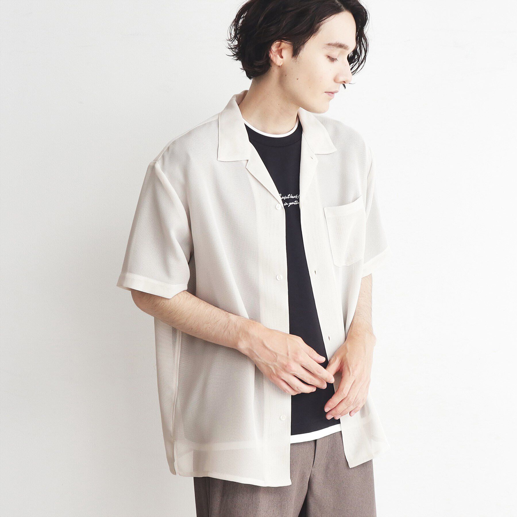 THE SHOP TK「【通気性◎/軽量】カラミシアーシャツ ストライプ／プレーン」|シャツ・ブラウス|