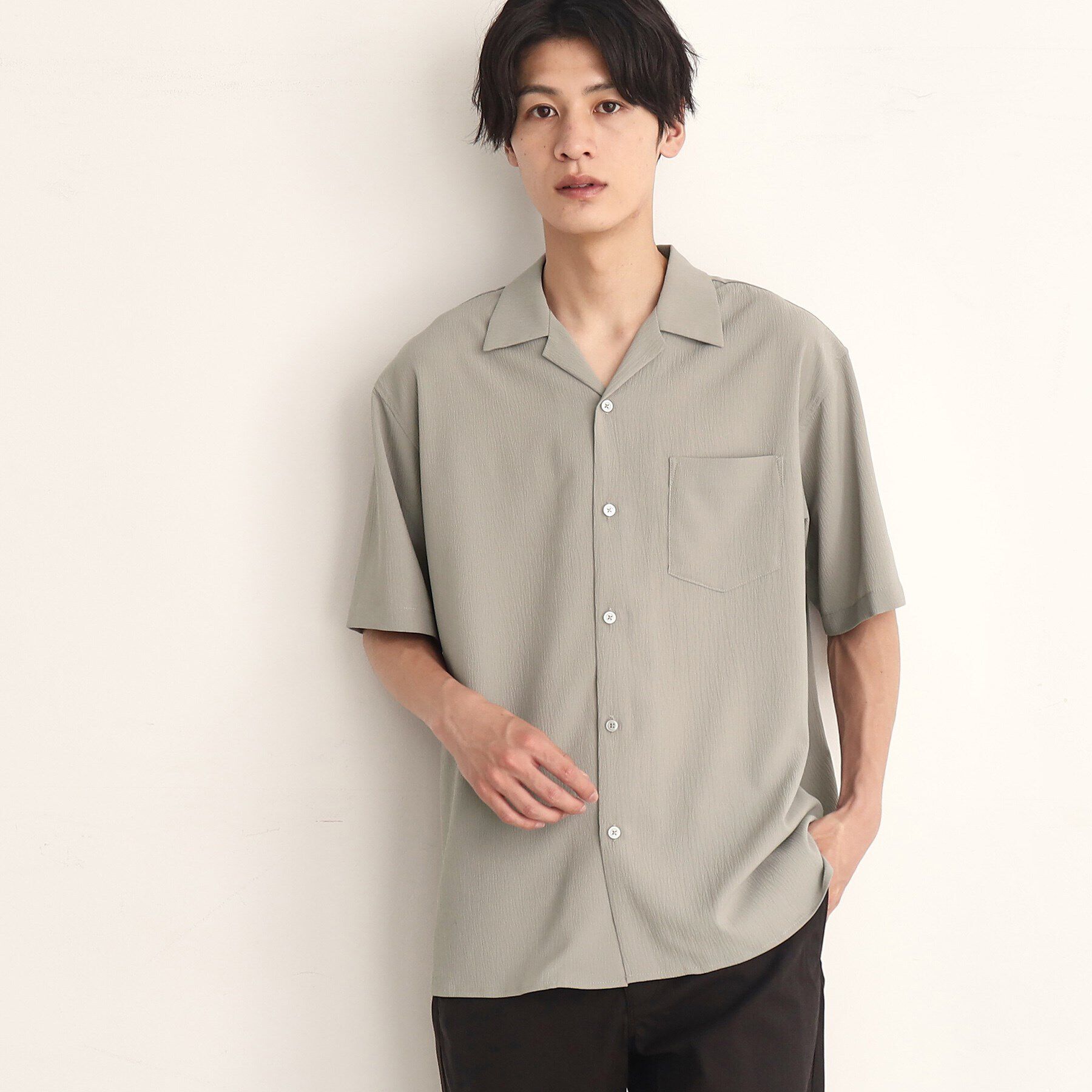 THE SHOP TK「楊柳オープンカラー半袖シャツ」|シャツ・ブラウス|