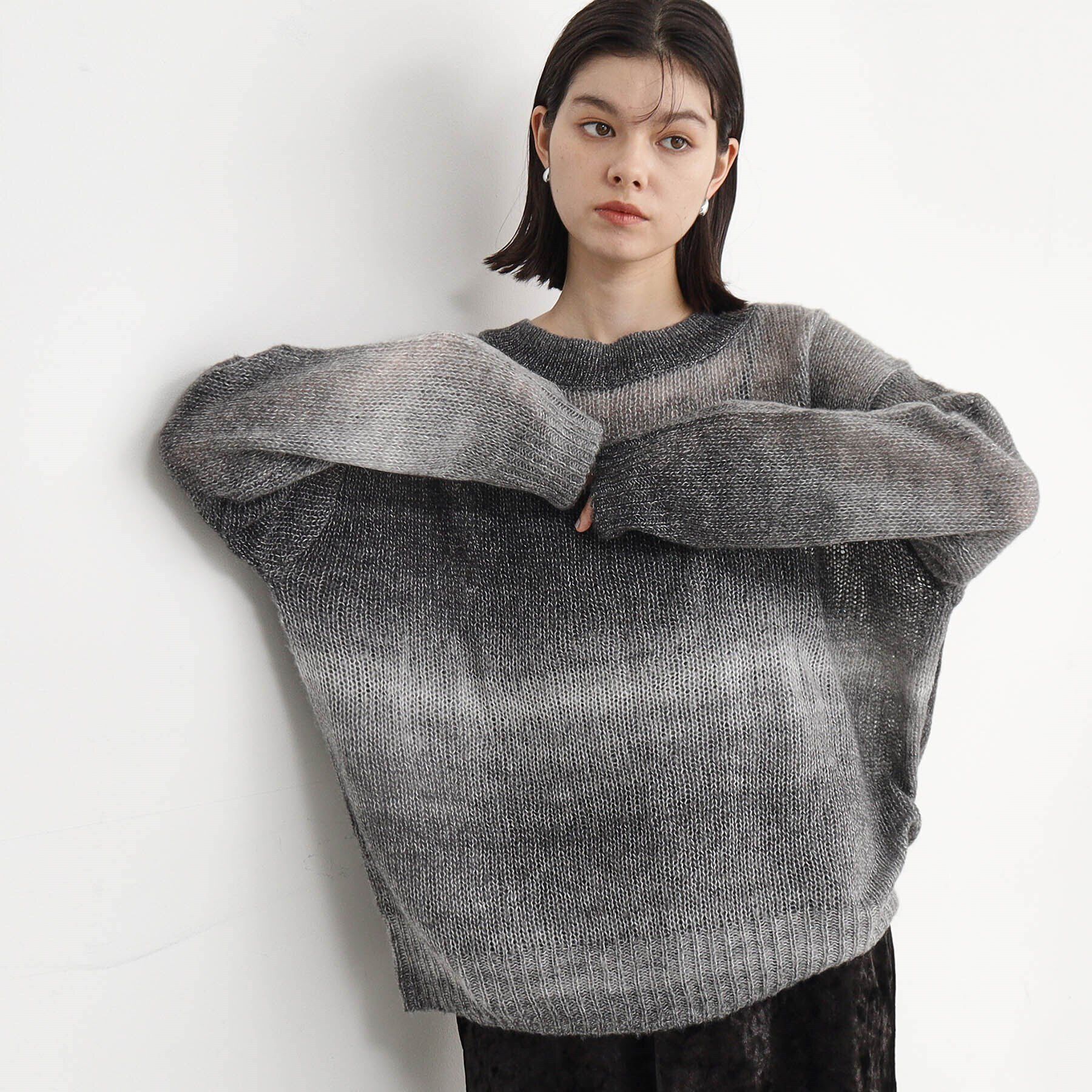 THE SHOP TK「【ヒルナンデス！で紹介】グラデーションシアーニット」|ニット・セーター|チャコールグレー(0