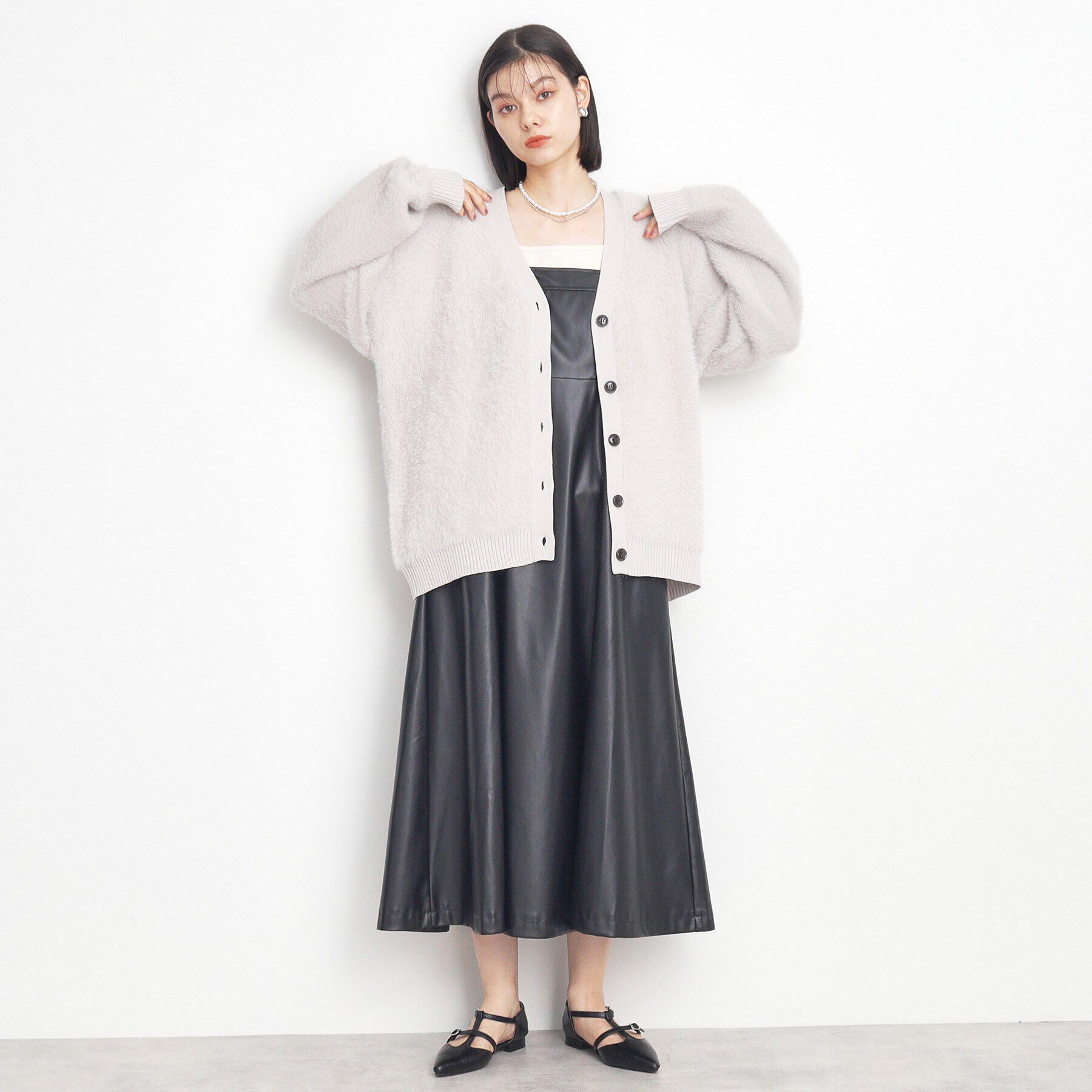 THE SHOP TK「【ライトアウター】フェザーVネックカーディガン/洗える」|カーディガン|