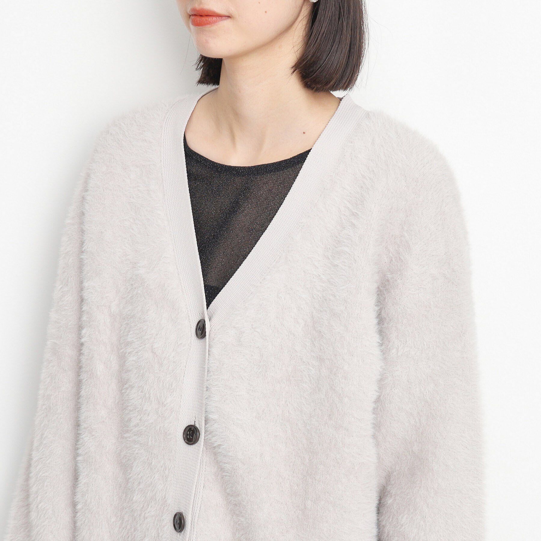 THE SHOP TK「【ライトアウター】フェザーVネックカーディガン/洗える」|カーディガン|