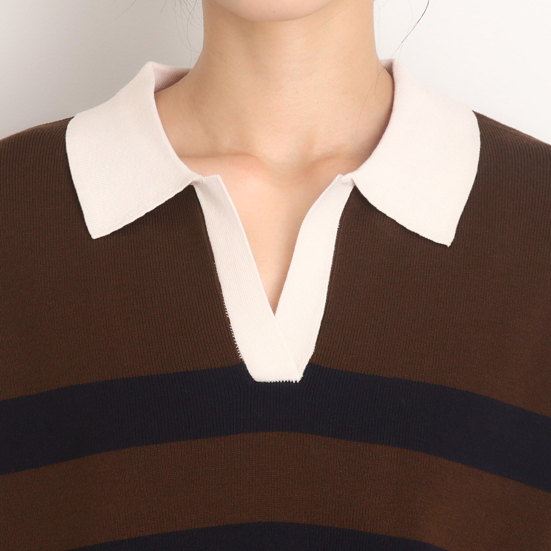 THE SHOP TK「ボーダーポロニット【洗える】」|ニット・セーター|