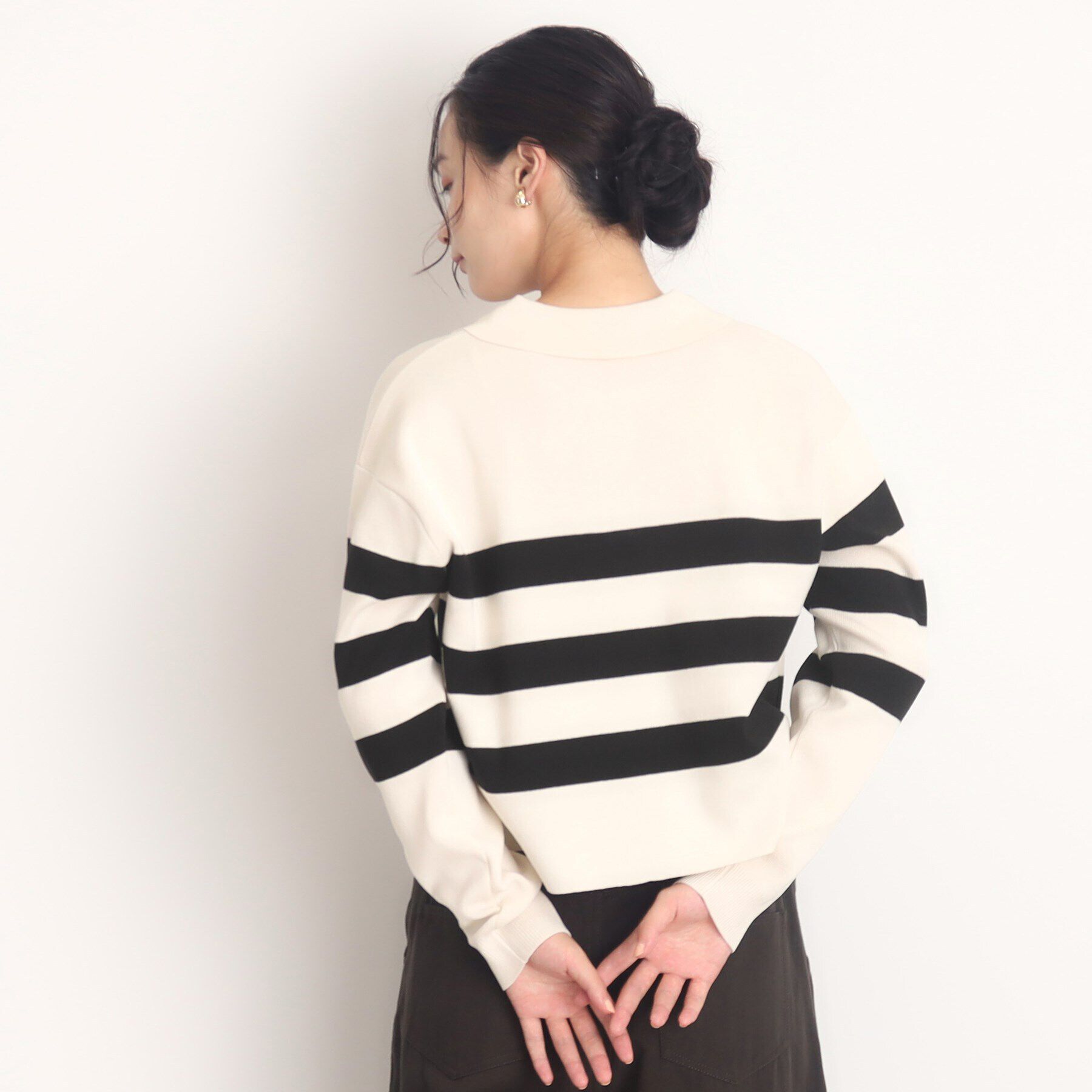 THE SHOP TK「ボーダーポロニット【洗える】」|ニット・セーター|