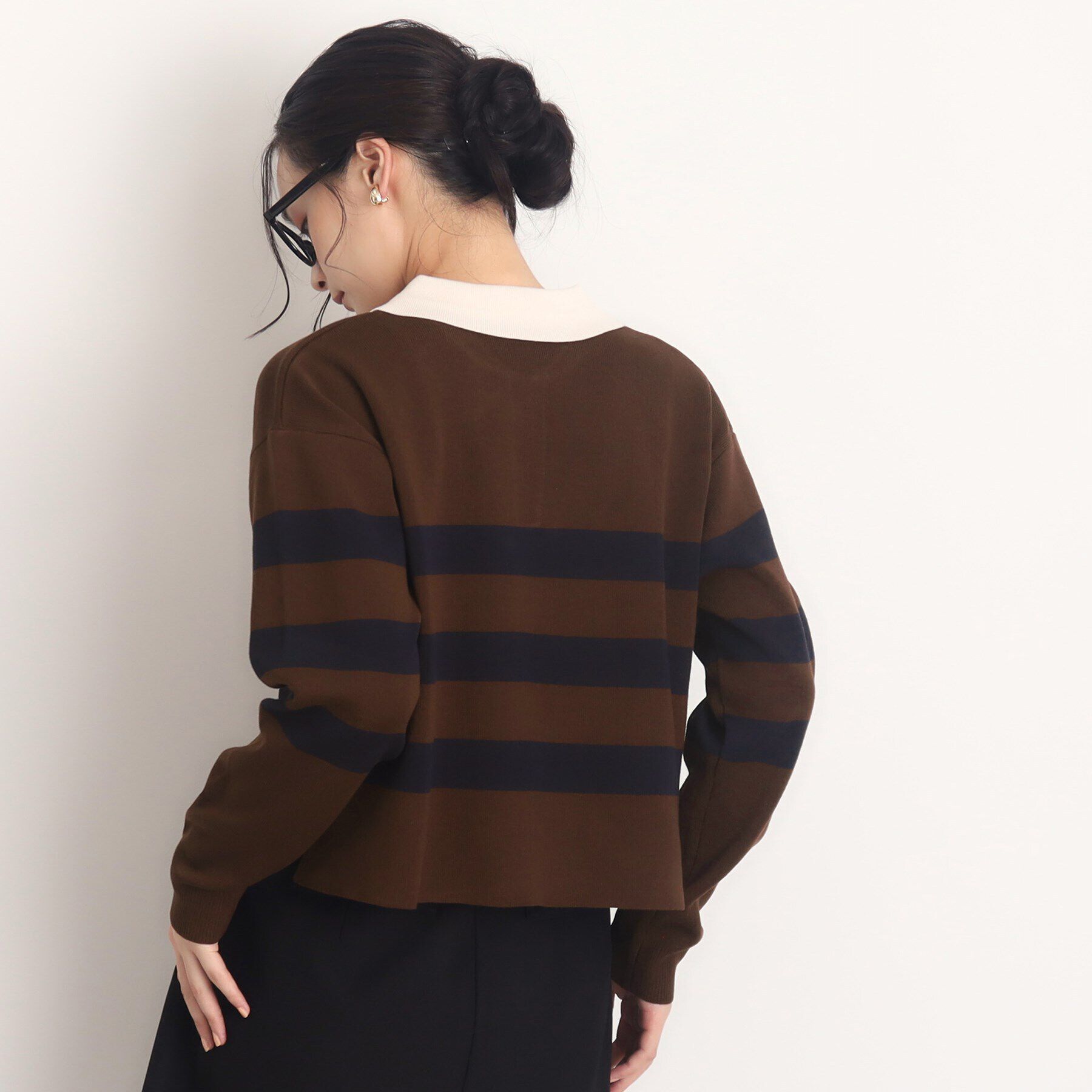 THE SHOP TK「ボーダーポロニット【洗える】」|ニット・セーター|