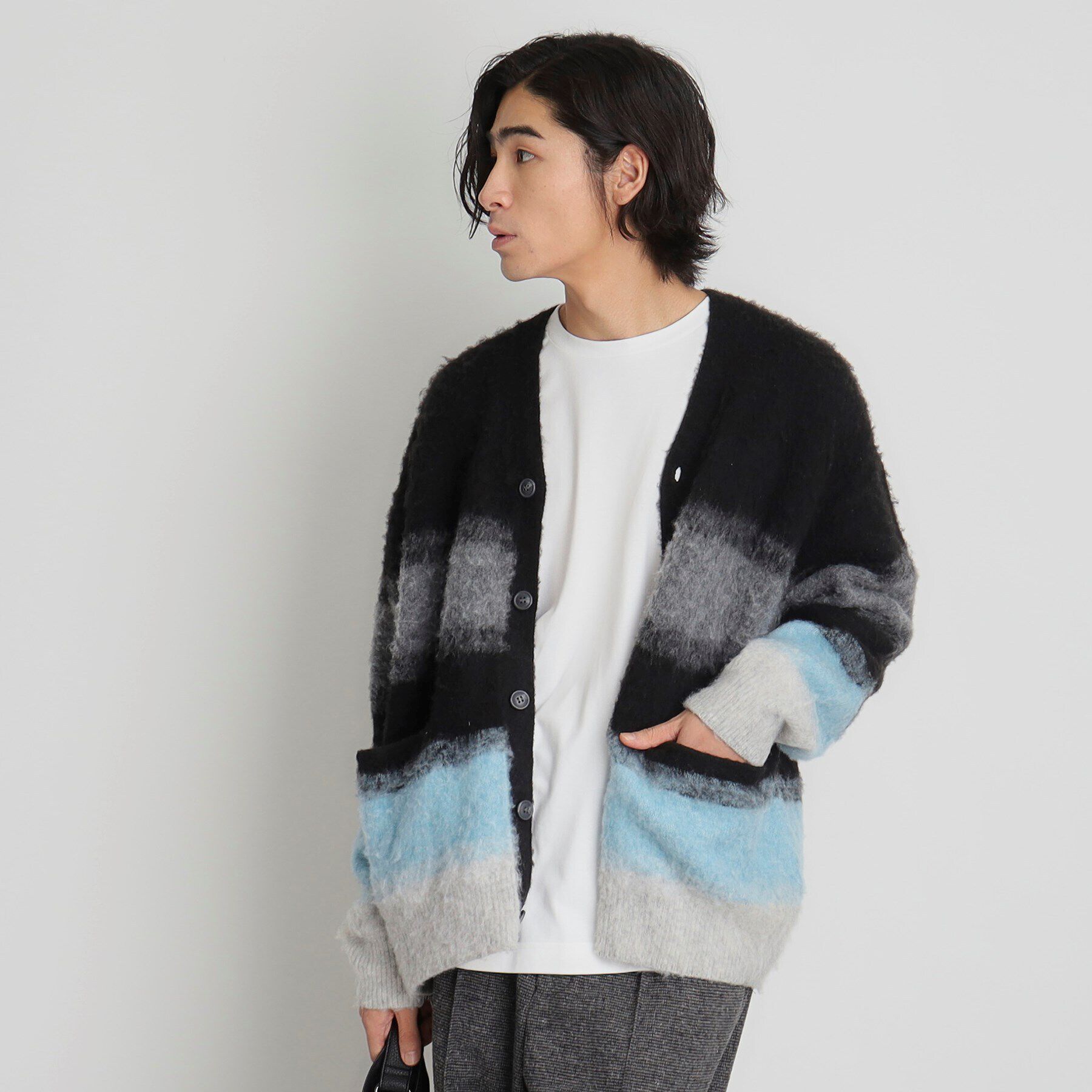 THE SHOP TK「シャギーニットカーディガン ビッグシルエット」|カーディガン|ブラック(019)