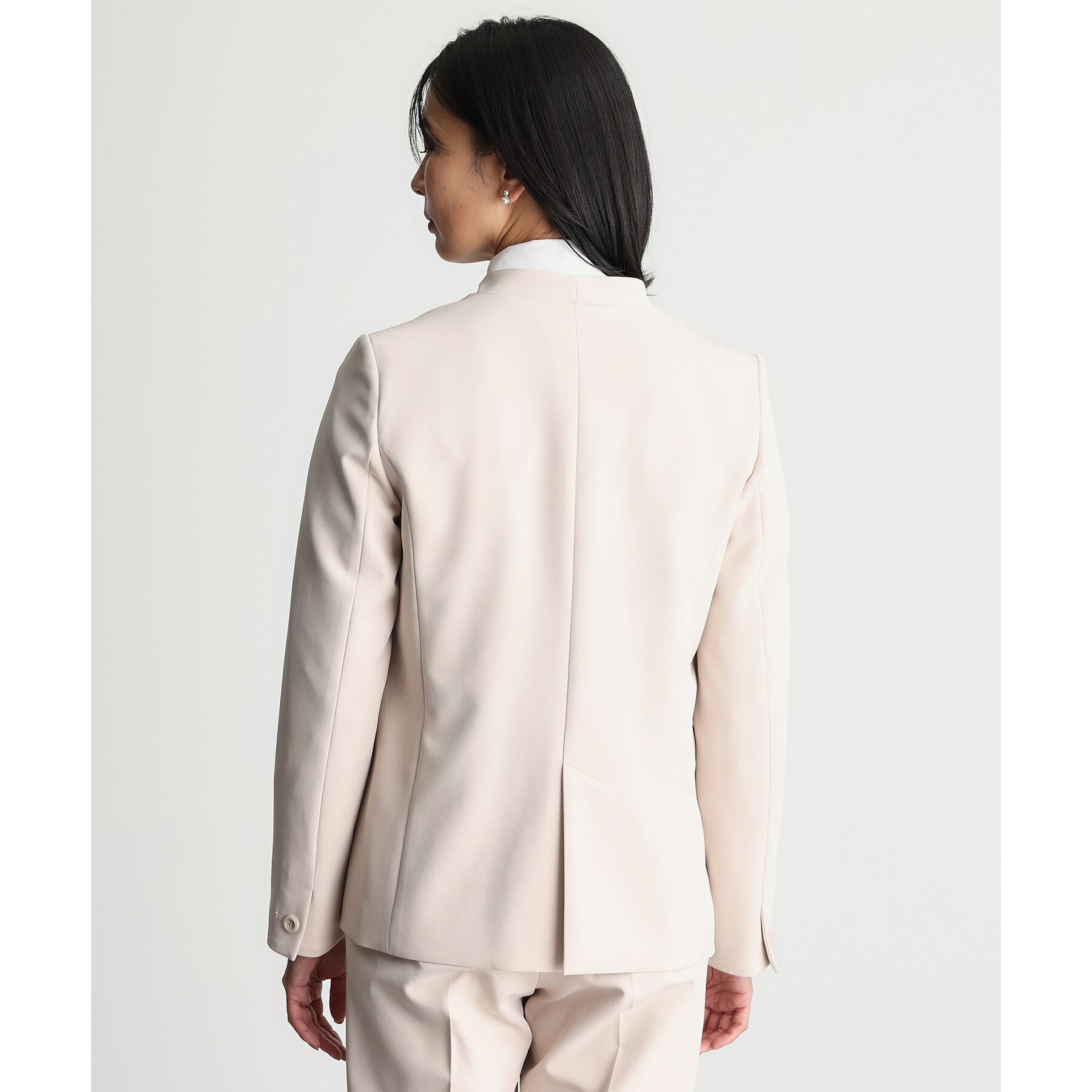 THE SHOP TK「【汚れ防止／シワになりにくい／セレモニー／通勤】ダブルクロスノーカラージャケット／洗える／サスティナ」|ノーカラージャケット|